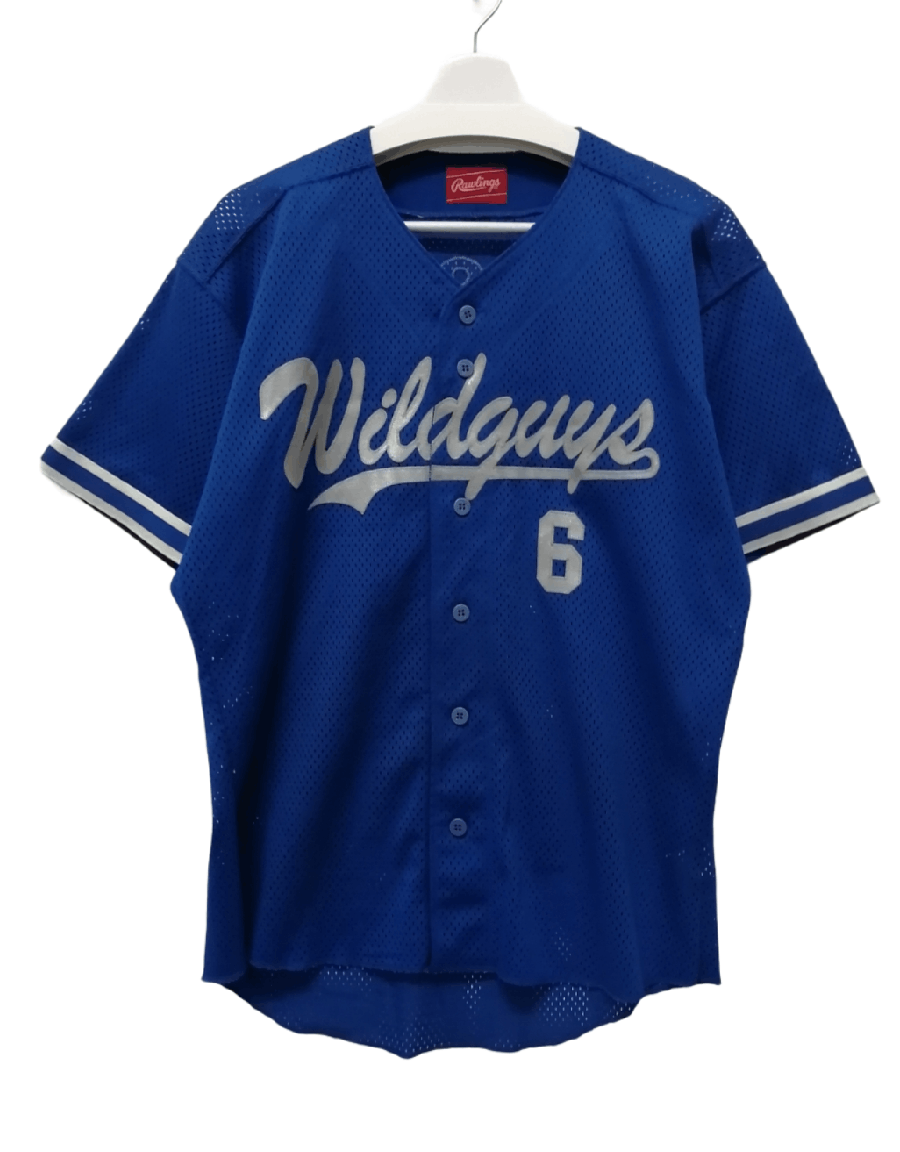 image of Vintage Rawling Wildguys 6 Sasao Basebal Jersey in Blue, Men's (Size Large)