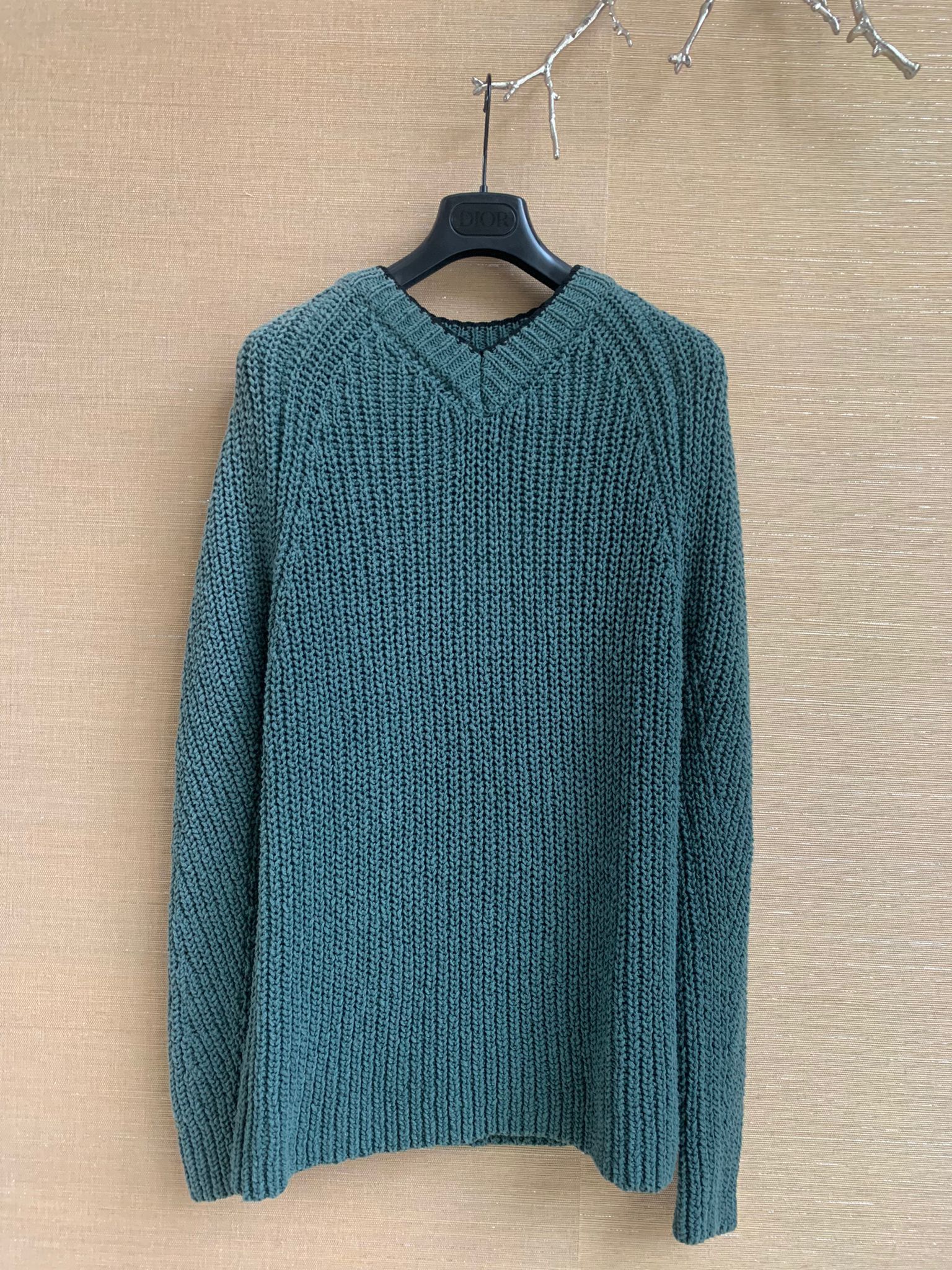 image of Acne Studios Pss17 Kenan Contrast Knitwear In Green, Men's (Size Small)