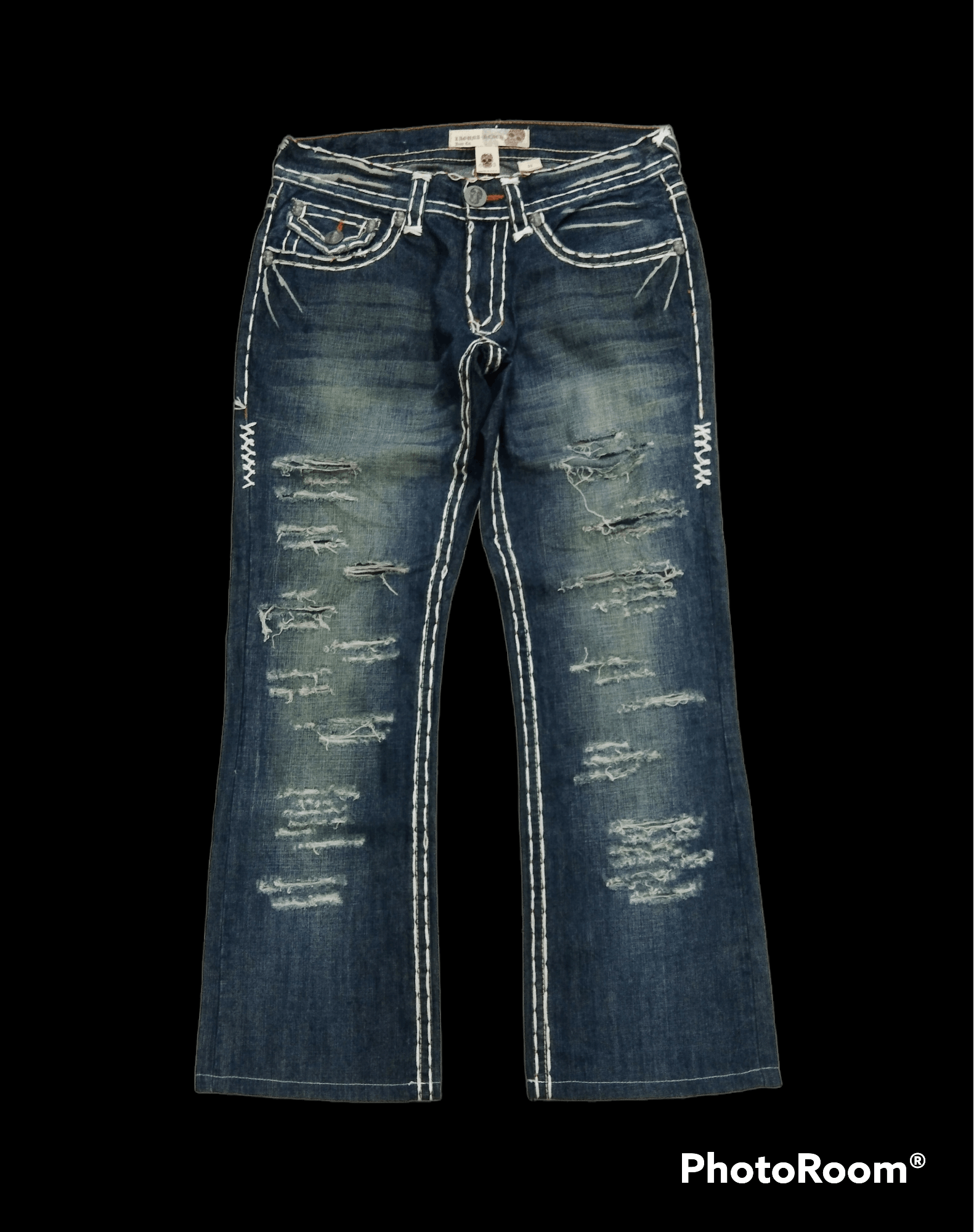 Japanese Brand THRASH RIPED LAGUNA BEACH DENIM PANTS Size US 33 - 1 Thumbnail