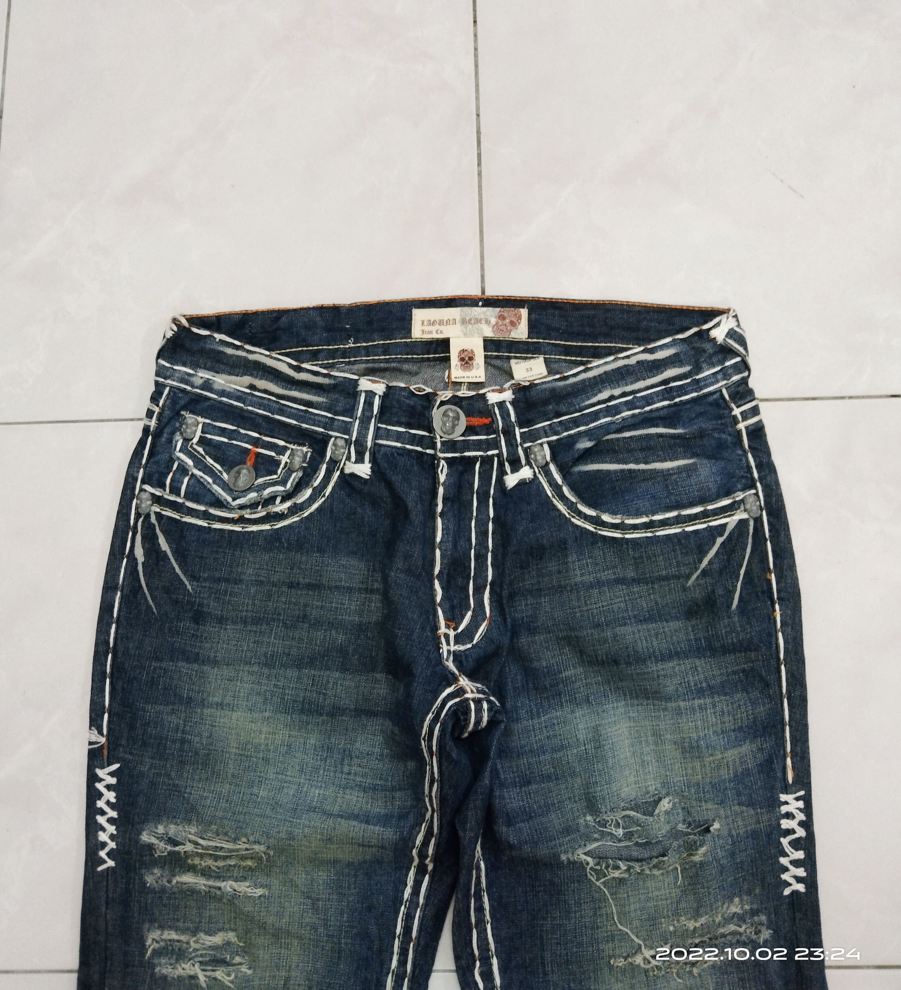 Japanese Brand THRASH RIPED LAGUNA BEACH DENIM PANTS Size US 33 - 5 Thumbnail