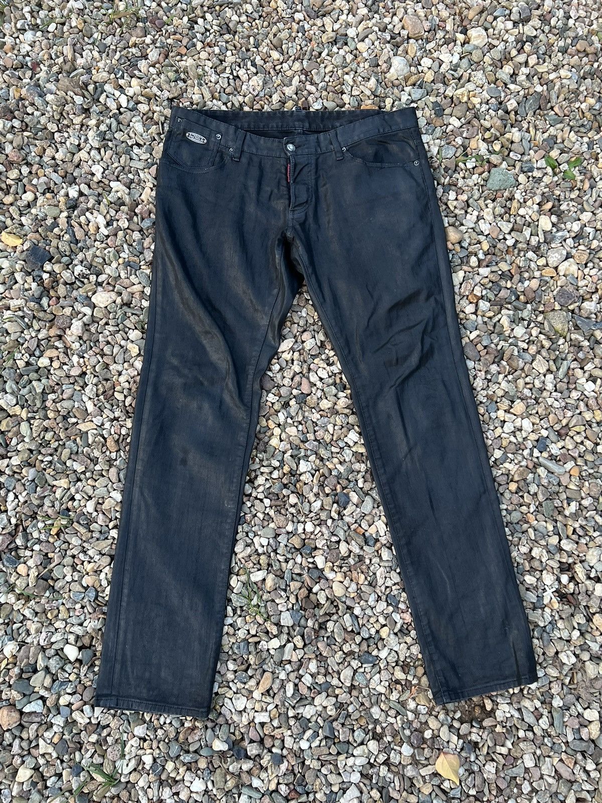 image of Dsquared2 Vintage Waxed Pants in Black, Men's (Size 38)