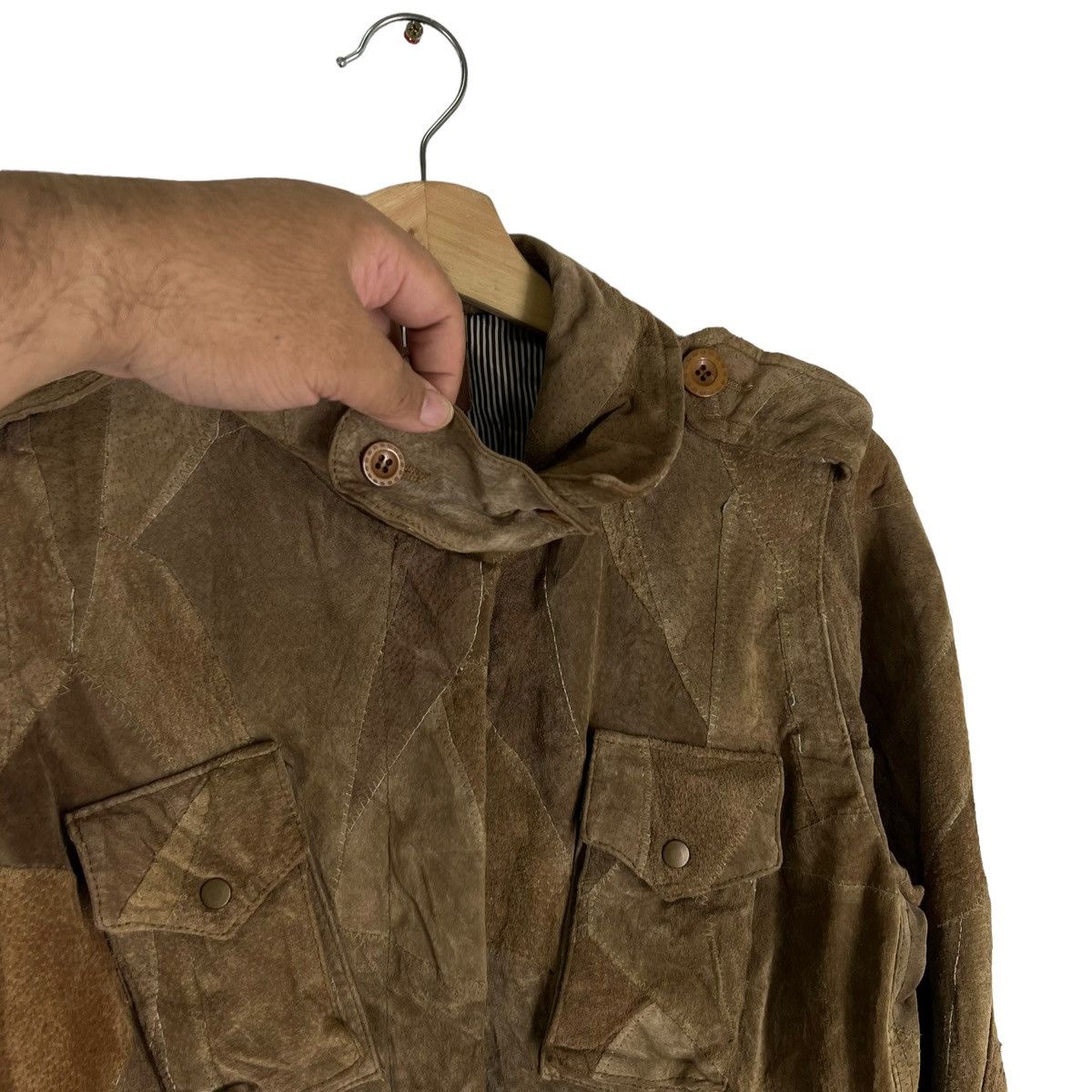 Vintage VINTAGE LEATHER JACKET PARACHUTE BIKER PATCH WORK DESIGN Size US M / EU 48-50 / 2 - 6 Thumbnail