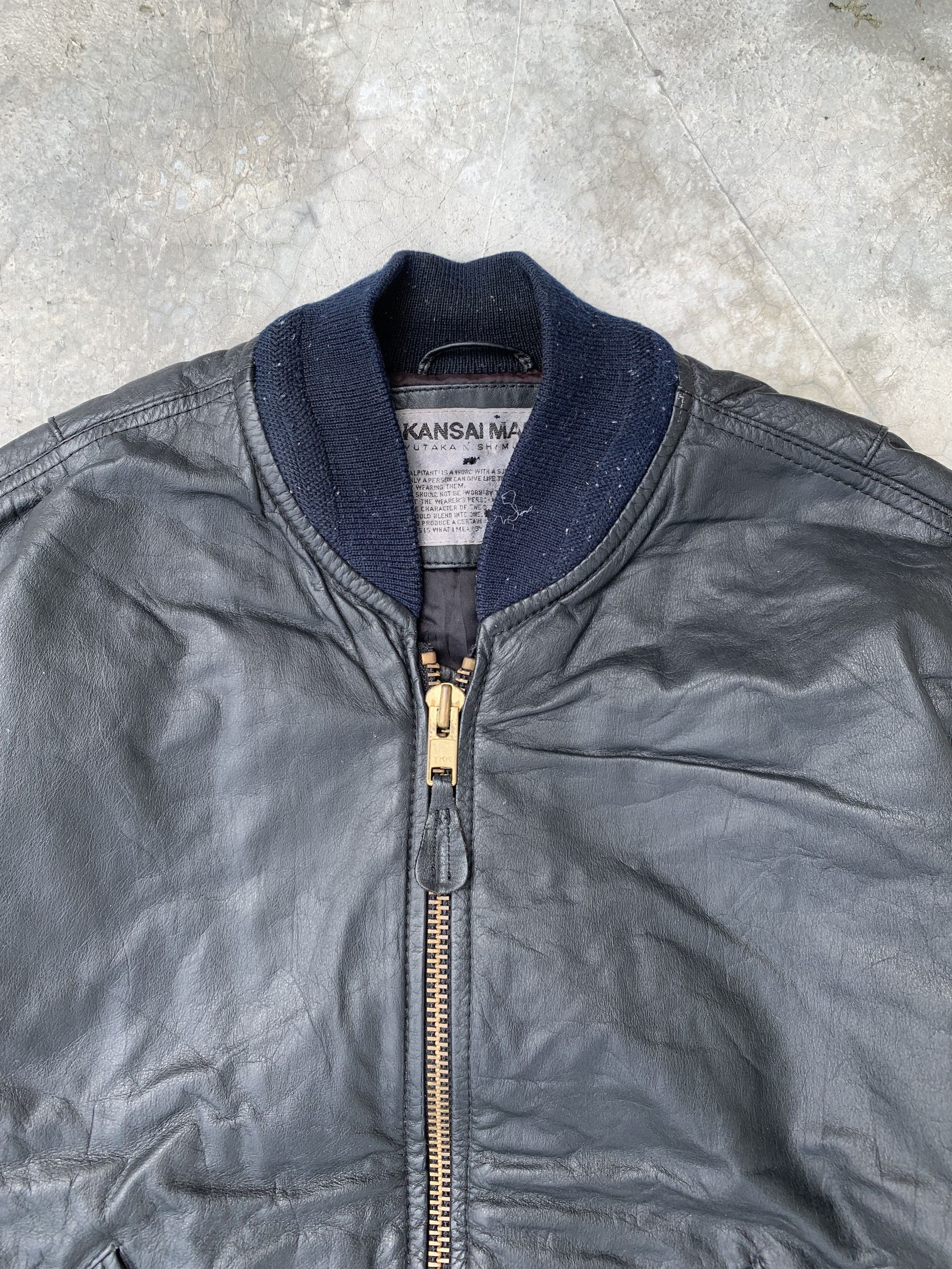 Kansai Yamamoto Vintage Kansai Man Embossed Logo Leather Bomber Size US L / EU 52-54 / 3 - 6 Thumbnail