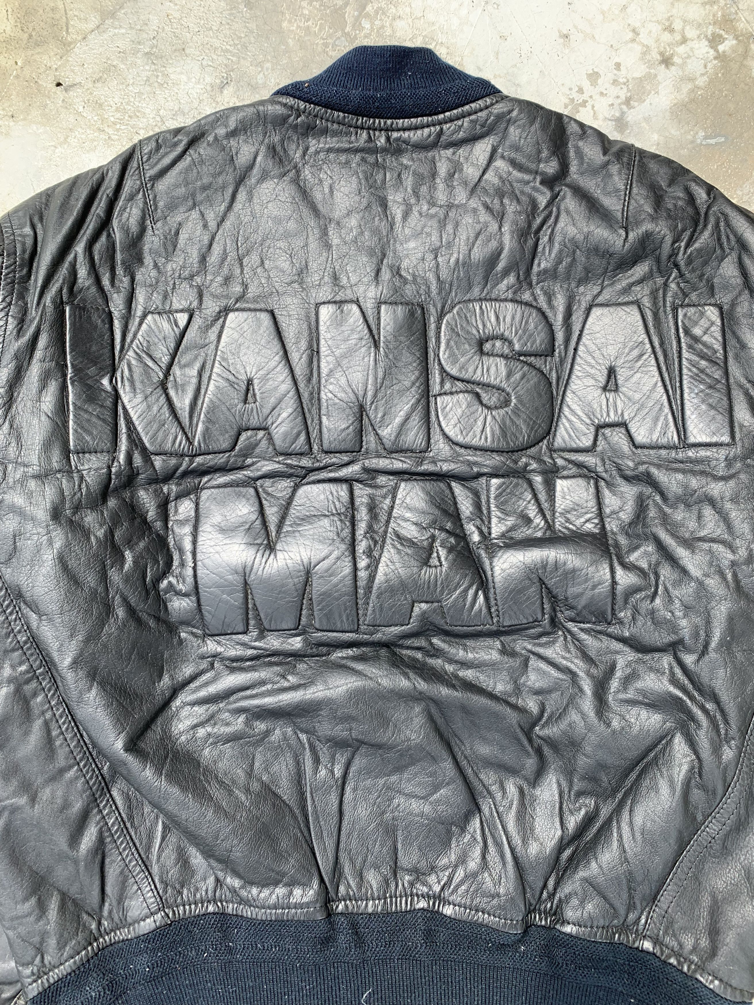 Kansai Yamamoto Vintage Kansai Man Embossed Logo Leather Bomber Size US L / EU 52-54 / 3 - 3 Thumbnail