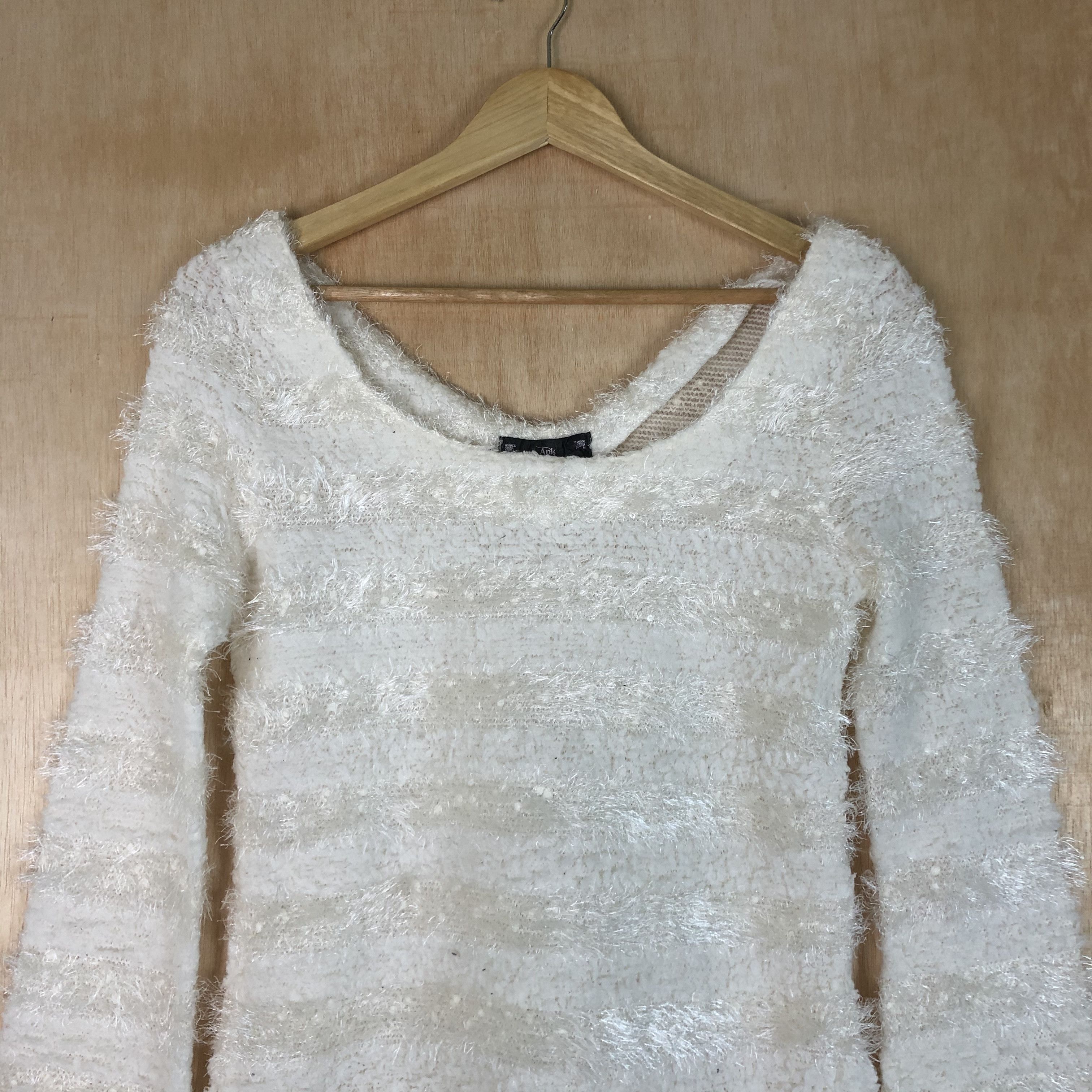 Homespun Knitwear DLL Ank Rouge stripe Mohair fur shaggy Knitwear #c053 Size S / US 4 / IT 40 - 5 Thumbnail