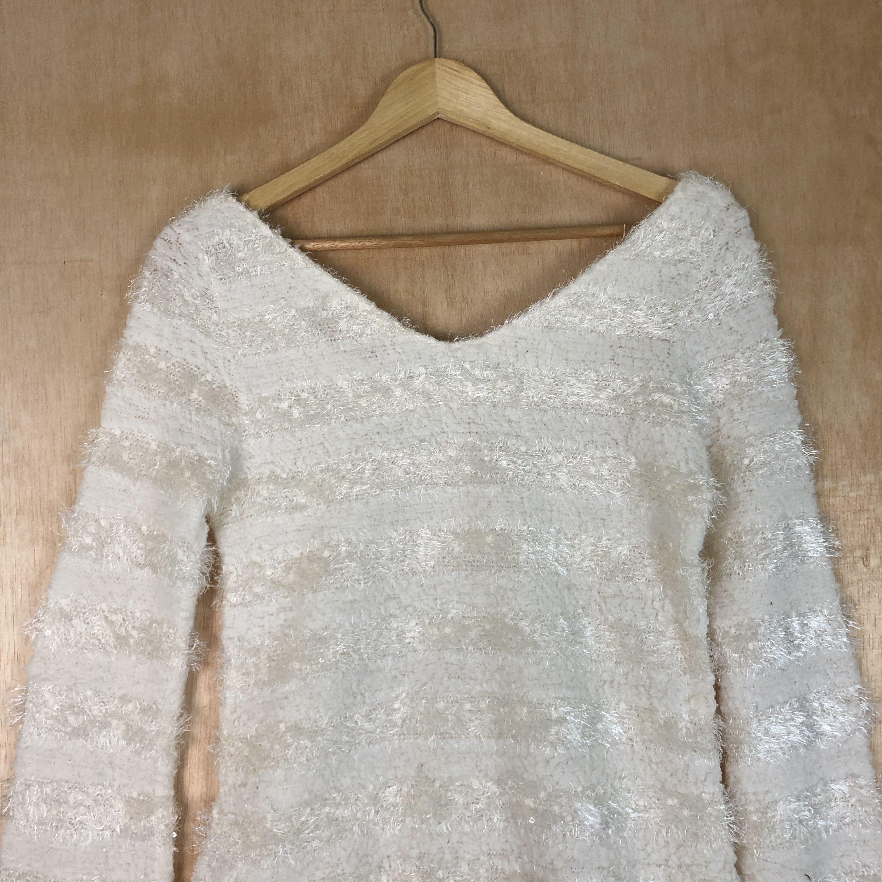 Homespun Knitwear DLL Ank Rouge stripe Mohair fur shaggy Knitwear #c053 Size S / US 4 / IT 40 - 11 Thumbnail
