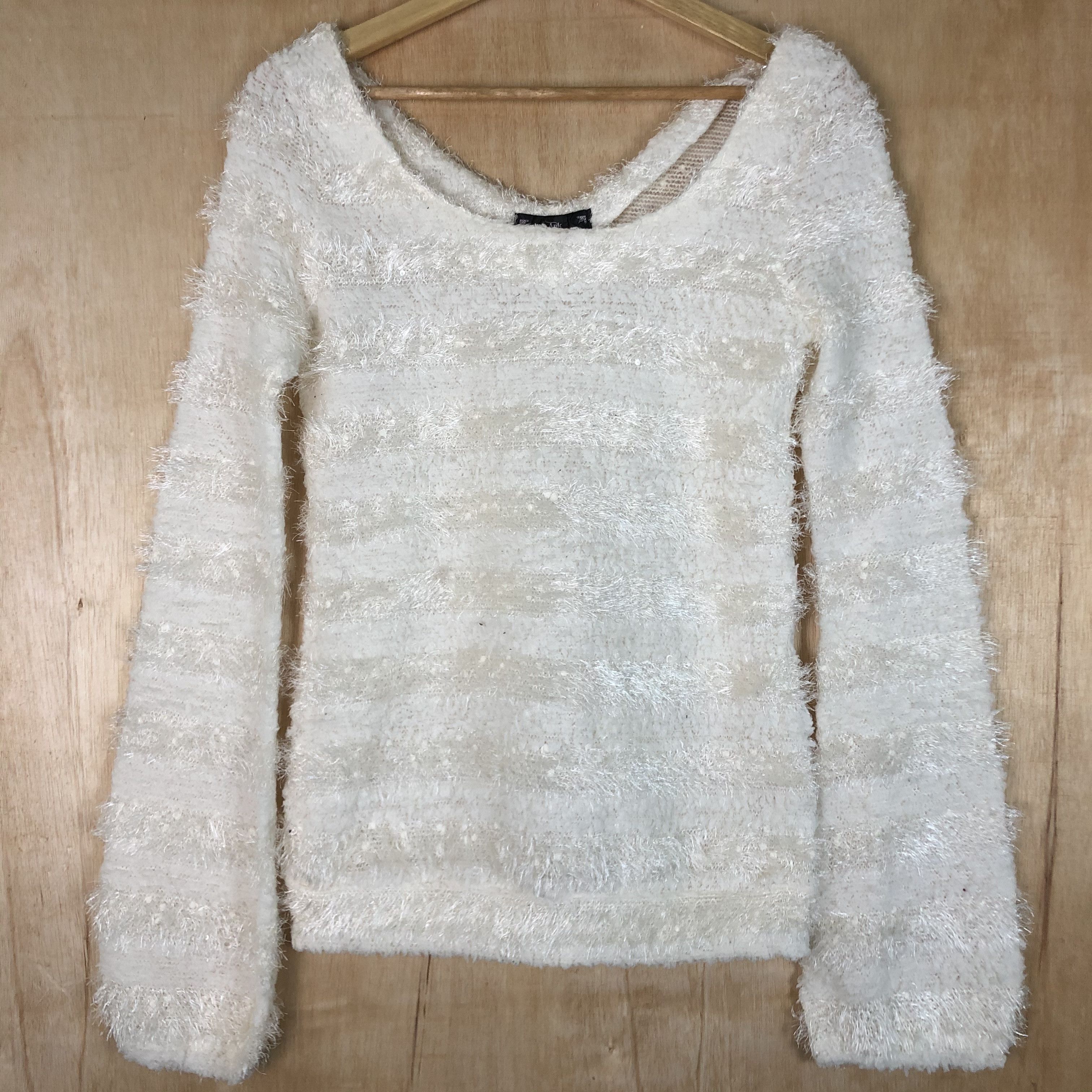 Homespun Knitwear DLL Ank Rouge stripe Mohair fur shaggy Knitwear #c053 Size S / US 4 / IT 40 - 2 Thumbnail