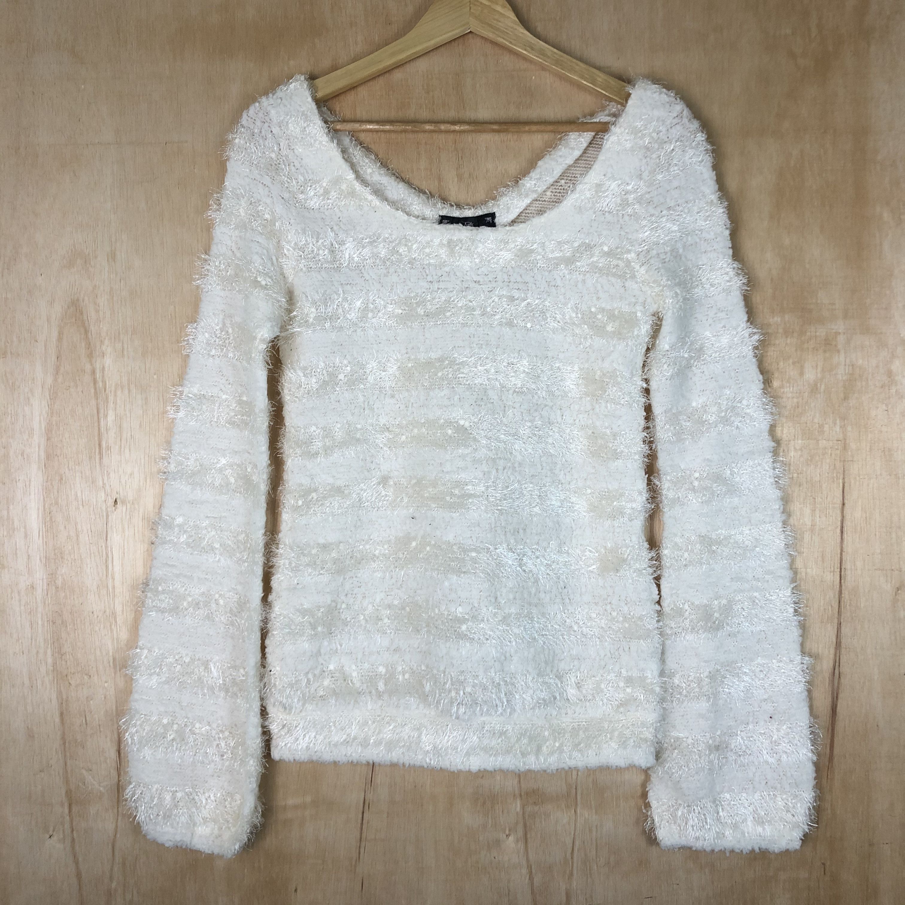 Homespun Knitwear DLL Ank Rouge stripe Mohair fur shaggy Knitwear #c053 Size S / US 4 / IT 40 - 1 Thumbnail