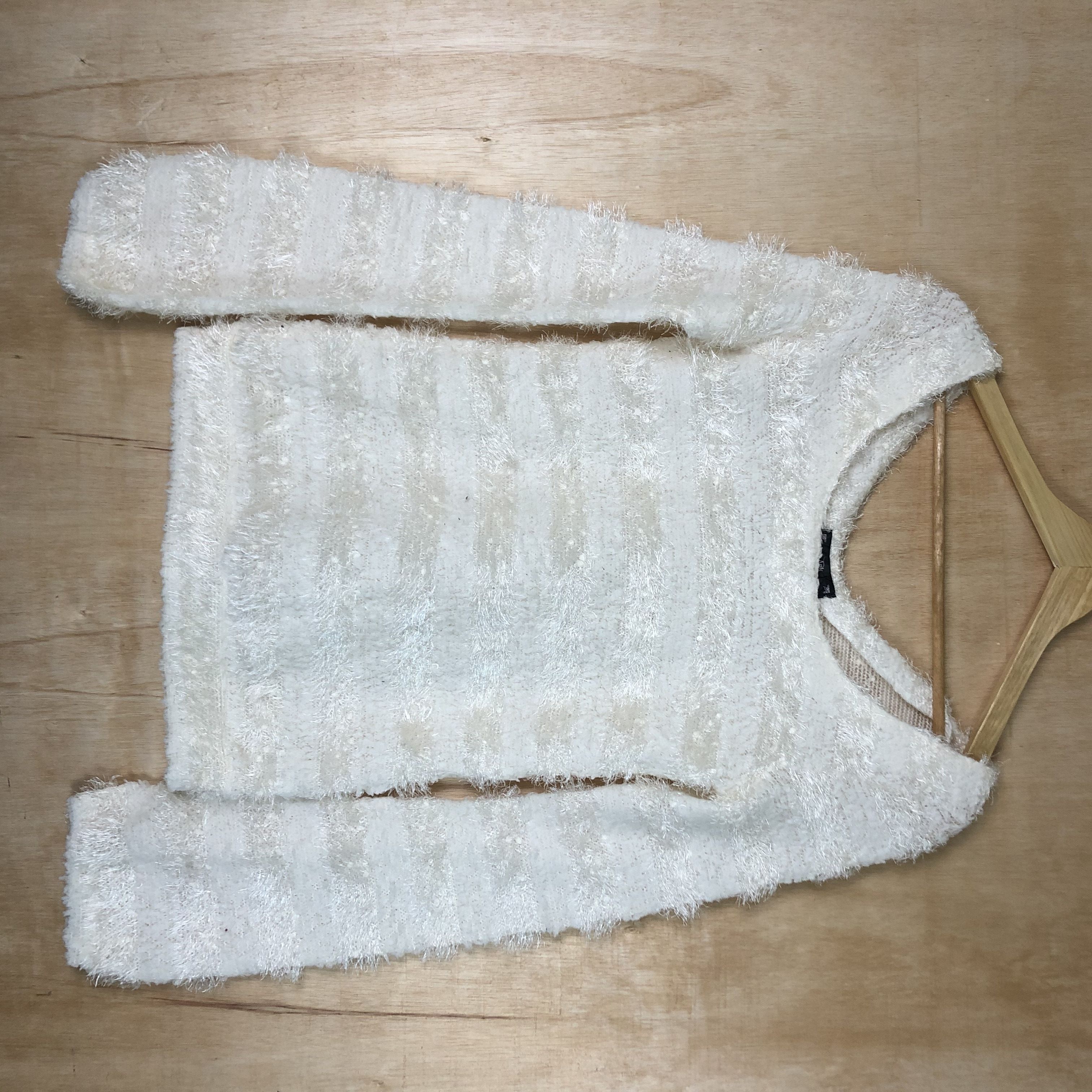 image of Homespun Knitwear x Over The Stripes Ank Rouge Stripe Mohair Fur Shaggy Knitwear C053, Women's (Siz