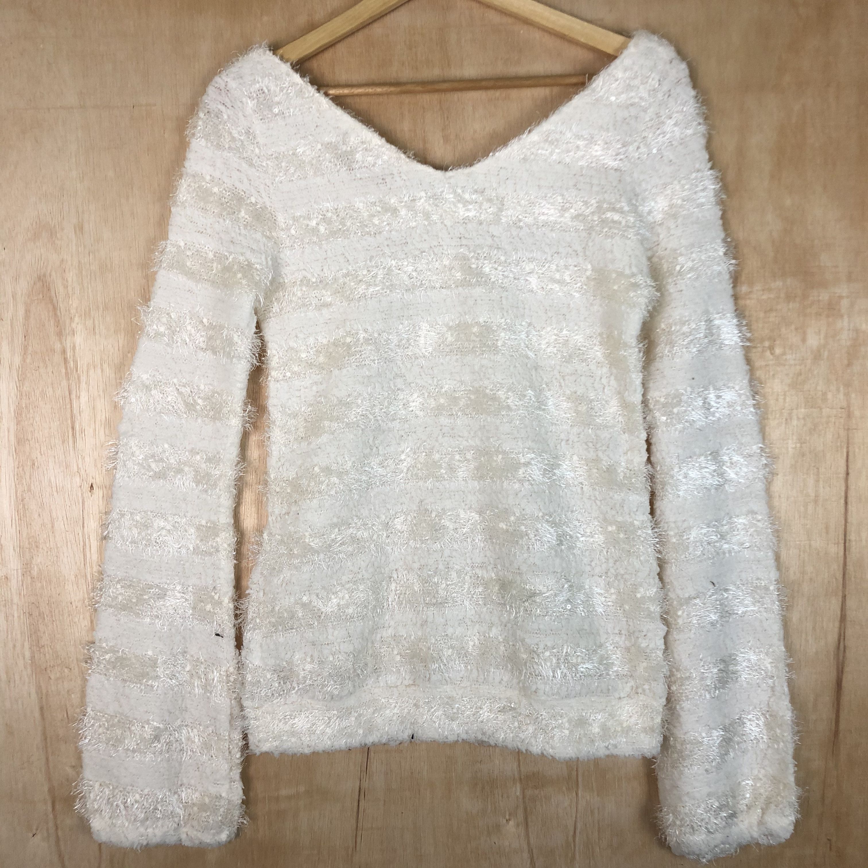 Homespun Knitwear DLL Ank Rouge stripe Mohair fur shaggy Knitwear #c053 Size S / US 4 / IT 40 - 12 Thumbnail