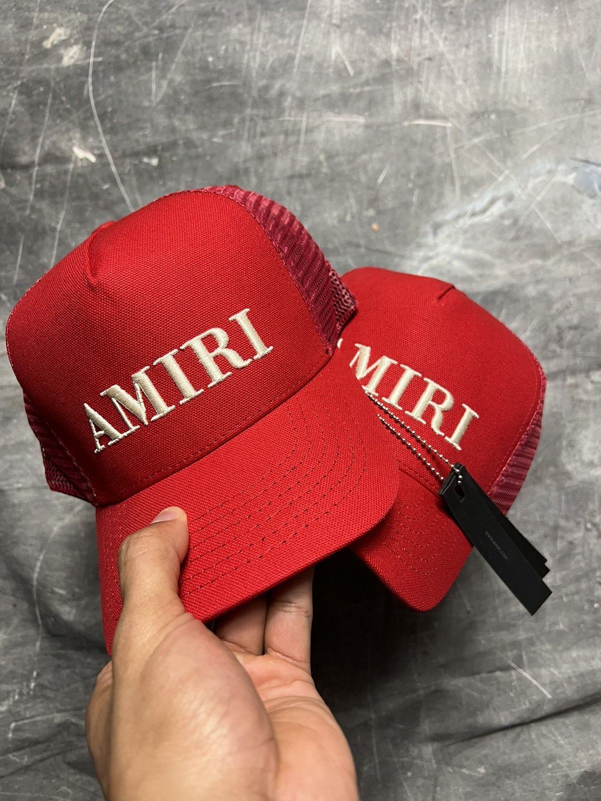 Amiri Amiri Core Logo Embroidered Trucker Hat Red | Grailed