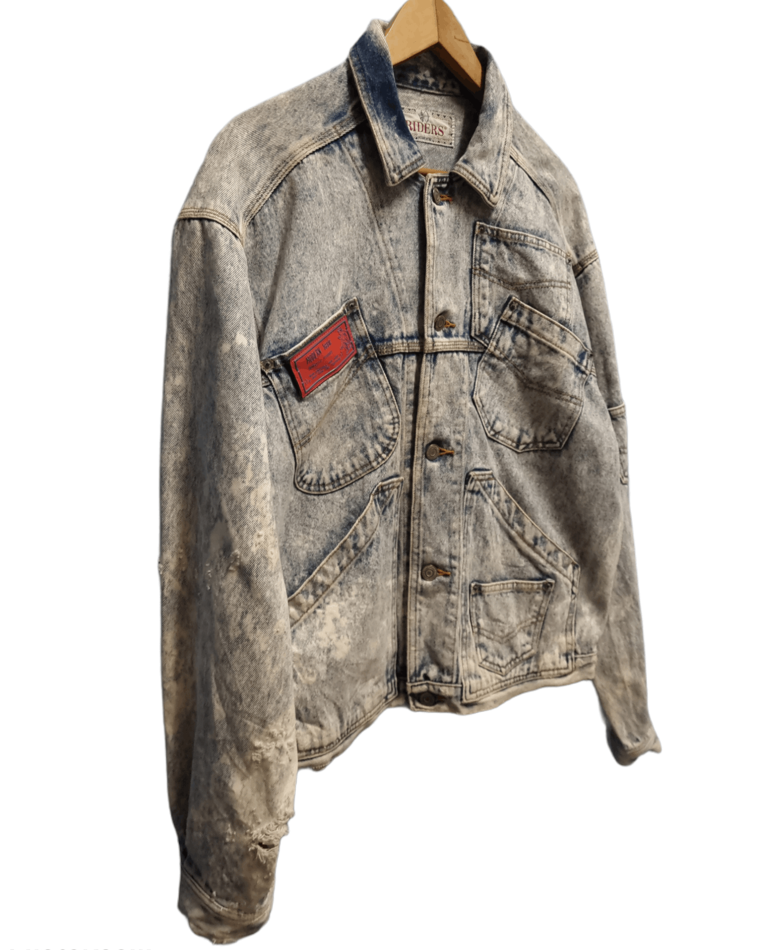 Vintage Vintage Riders Distressed Denim Jacket Rare Design Size US L / EU 52-54 / 3 - 4 Thumbnail