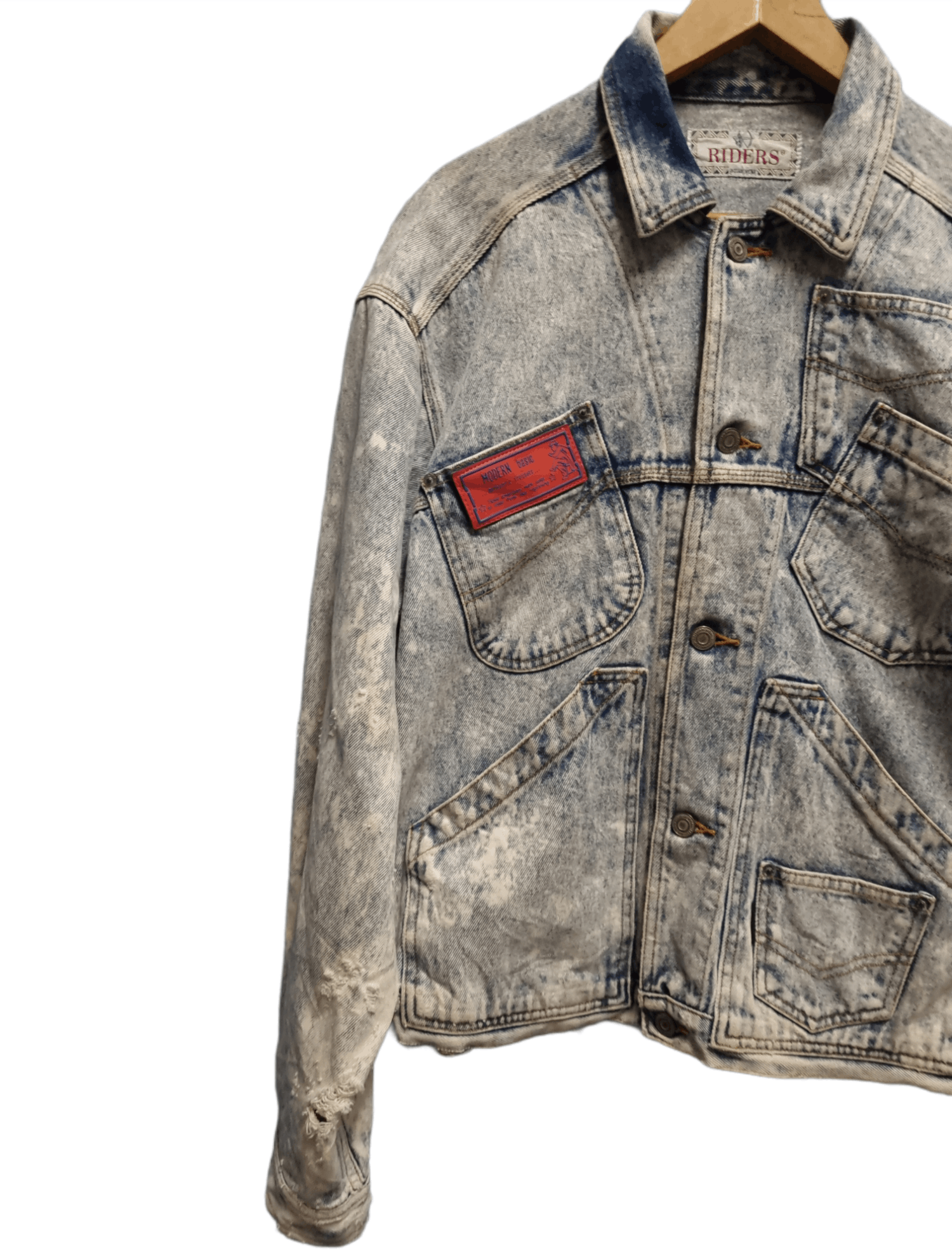 Vintage Vintage Riders Distressed Denim Jacket Rare Design Size US L / EU 52-54 / 3 - 6 Thumbnail