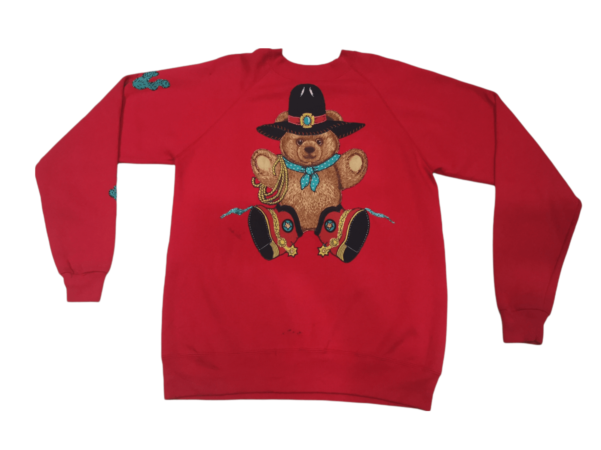Vintage Vintage Red Sweatshirt Sweet Bear Size US L / EU 52-54 / 3 - 1 Thumbnail