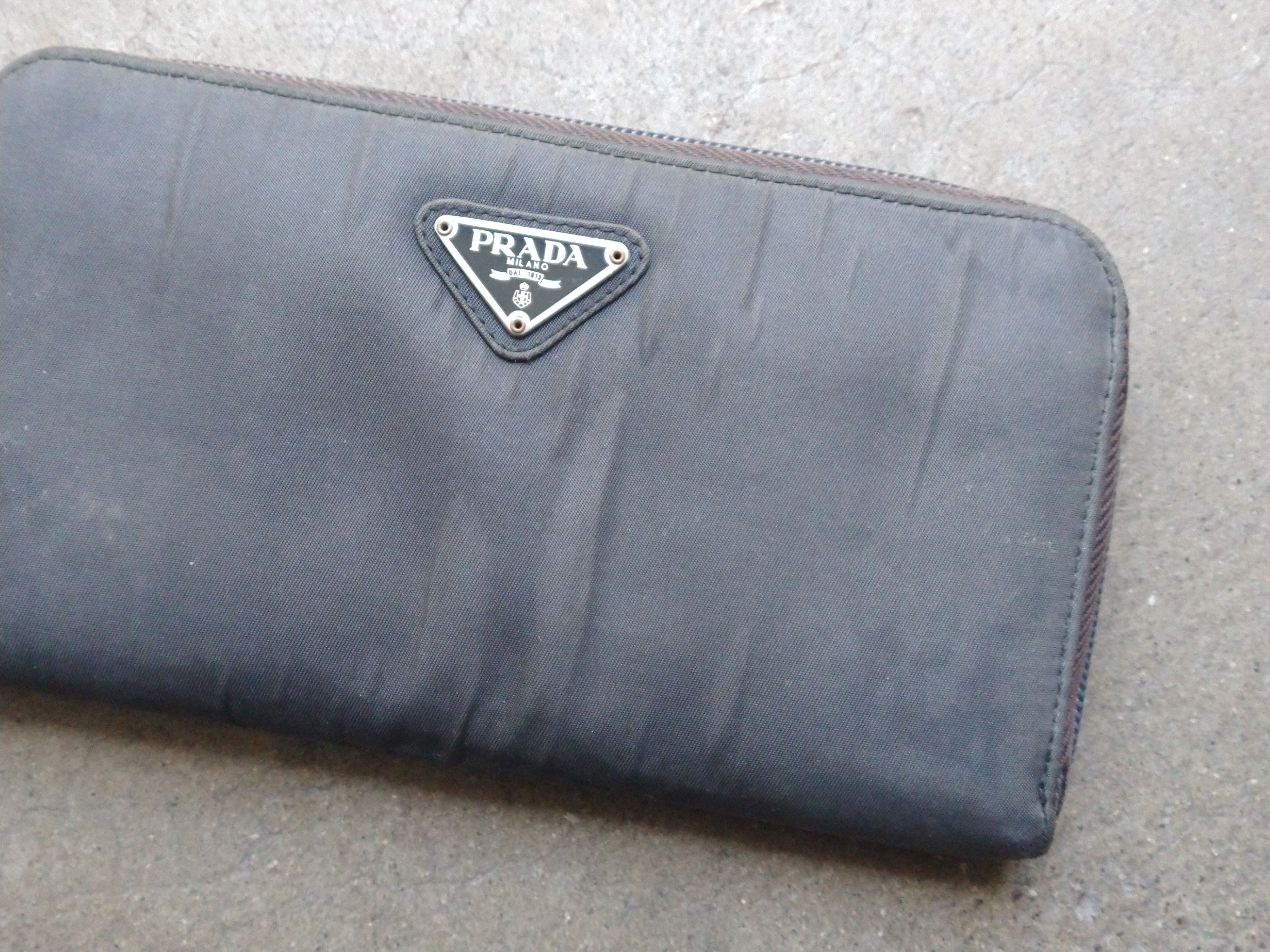 Prada Prada Wallet Gray Zip Around Tessuto Nylon Leather Italy Size ONE SIZE - 6 Thumbnail