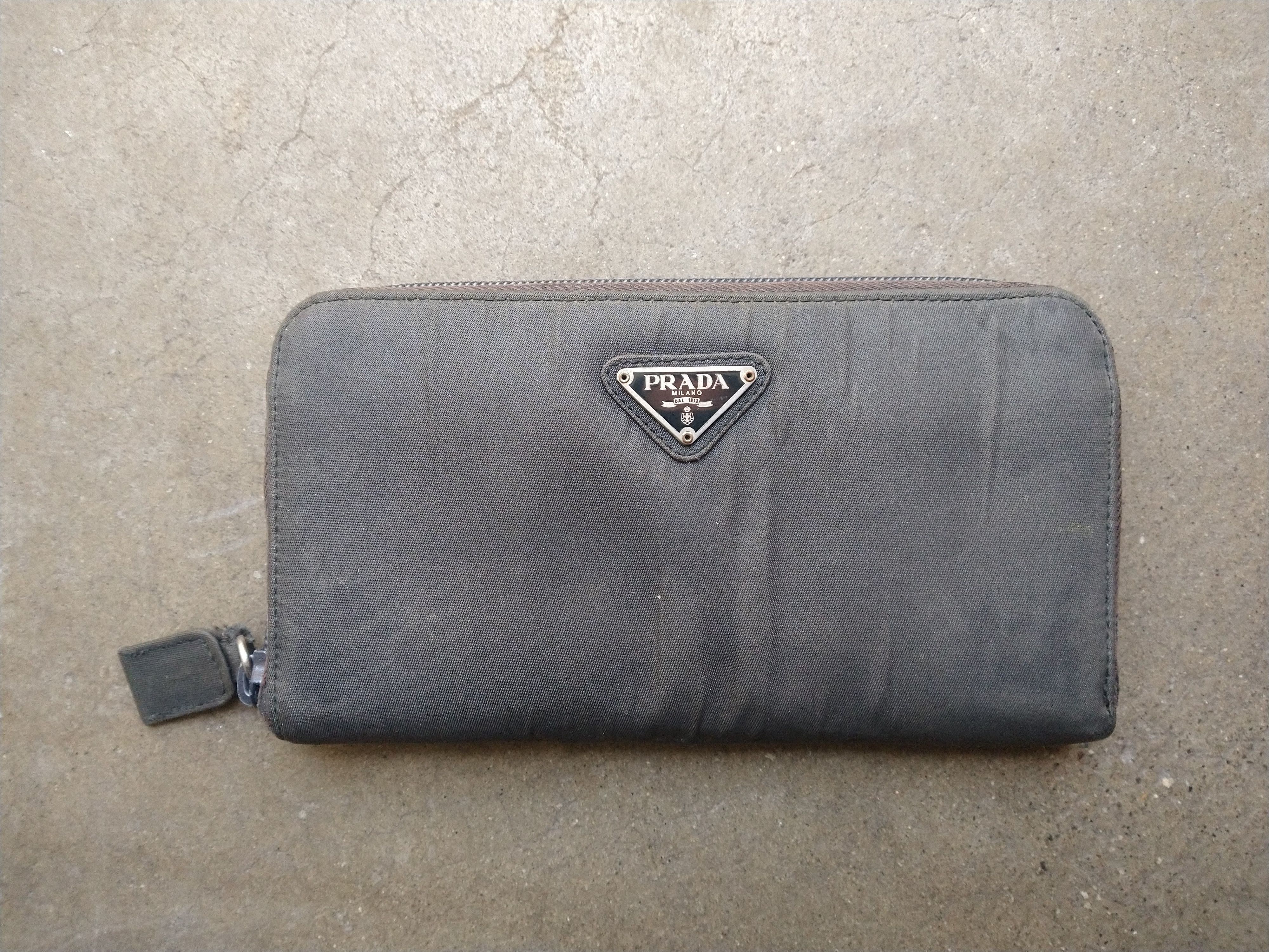 Prada Prada Wallet Gray Zip Around Tessuto Nylon Leather Italy Size ONE SIZE - 2 Thumbnail
