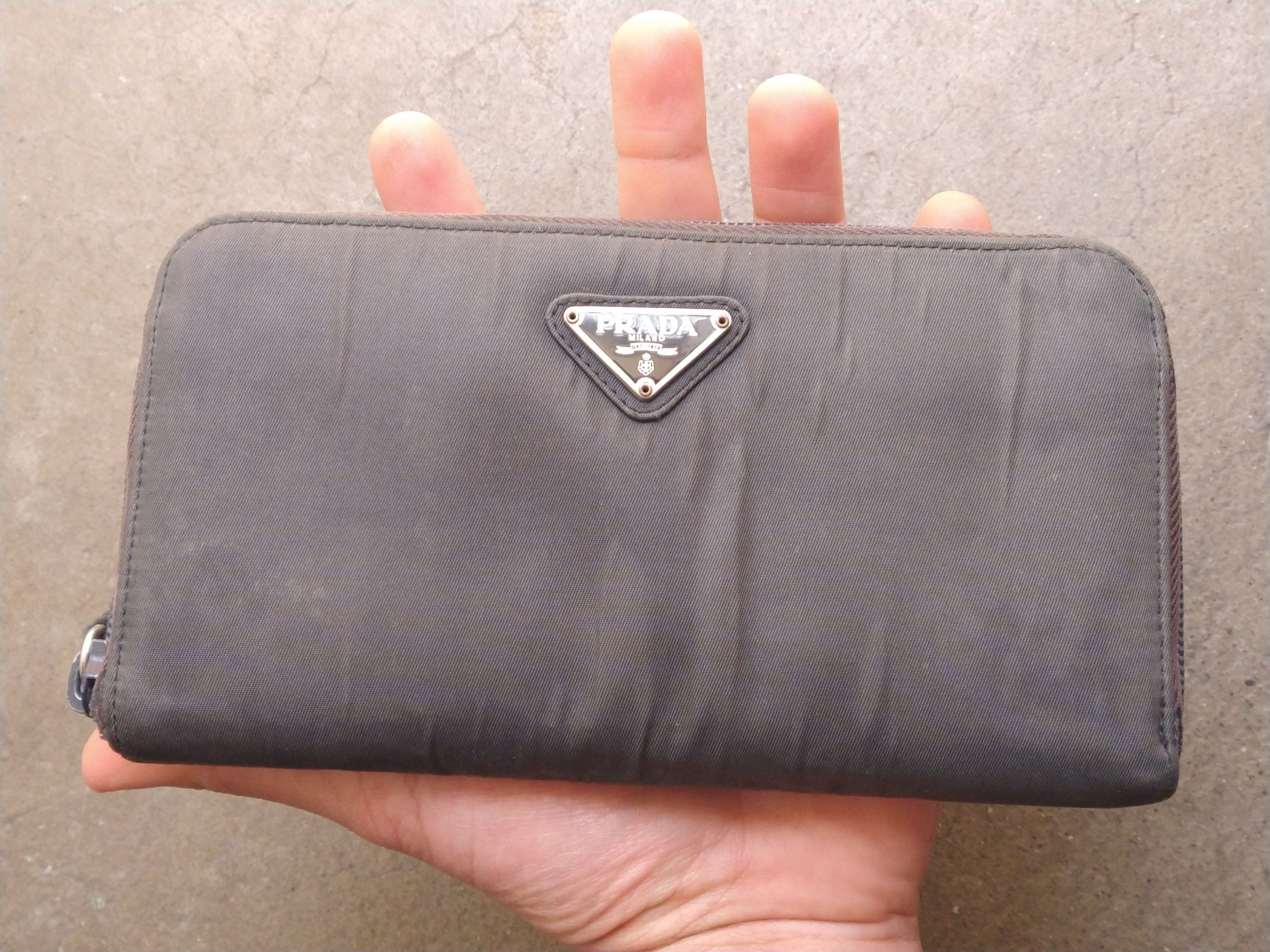 Prada Prada Wallet Gray Zip Around Tessuto Nylon Leather Italy Size ONE SIZE - 16 Thumbnail
