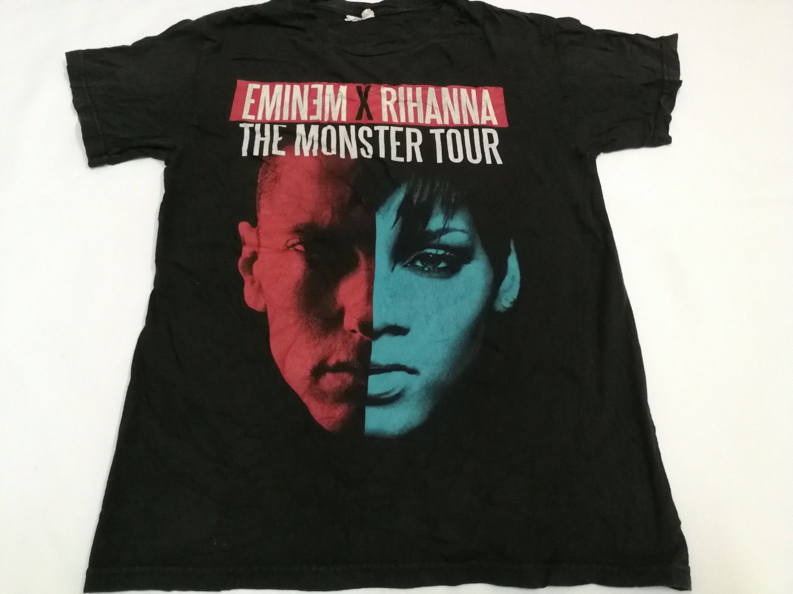 image of Band Tees x Eminem The Monster Tour Eminem Ft Rihanna Concert Tee in Black, Men's (Size Small)