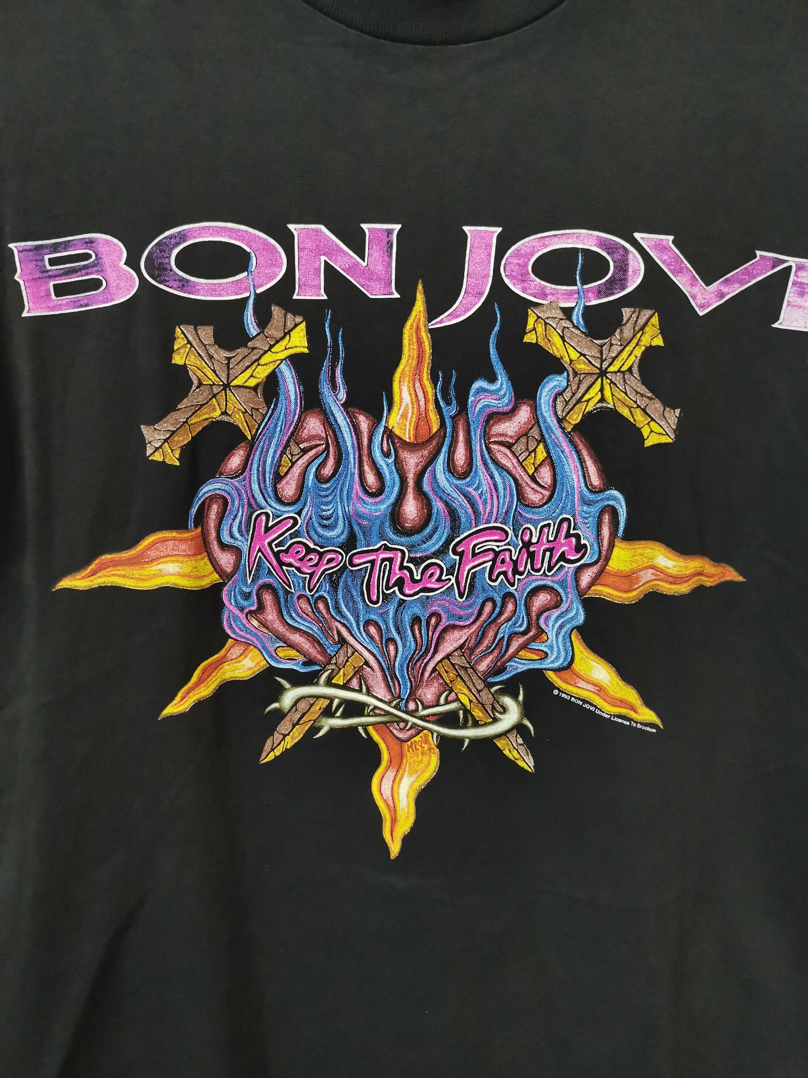 Band Tees × Vintage 🔥Band Tees Steals🔥 Vintage Bon Jovi Tees - CROSS ✝️ Size US L / EU 52-54 / 3 - 11 Thumbnail