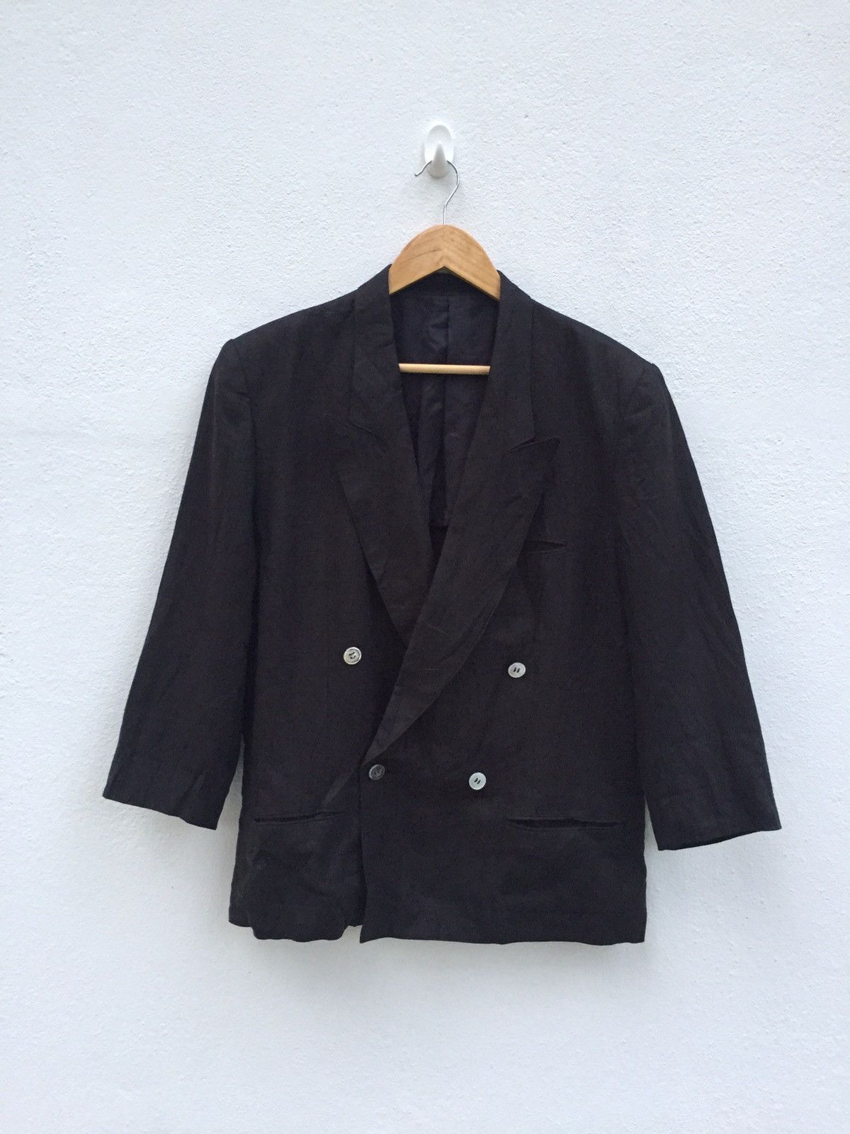 Yohji Yamamoto 80s Yohji Workshop Double Breast Linen Blazer/Coat Size US L / EU 52-54 / 3 - 3 Thumbnail