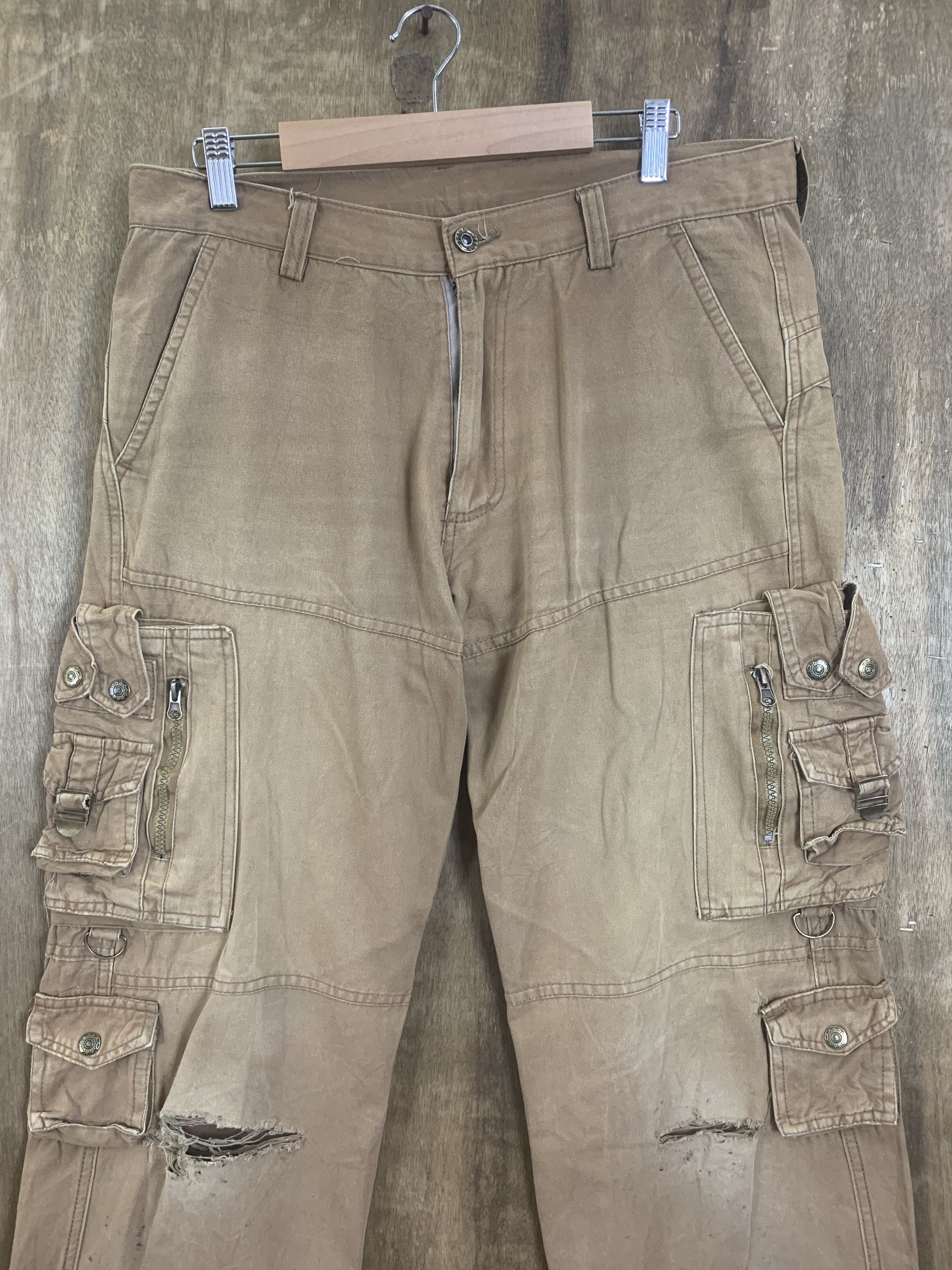 Japanese Brand Cargo Pants Multipocket Brown Travis Scott Style Size US 33 - 3 Thumbnail