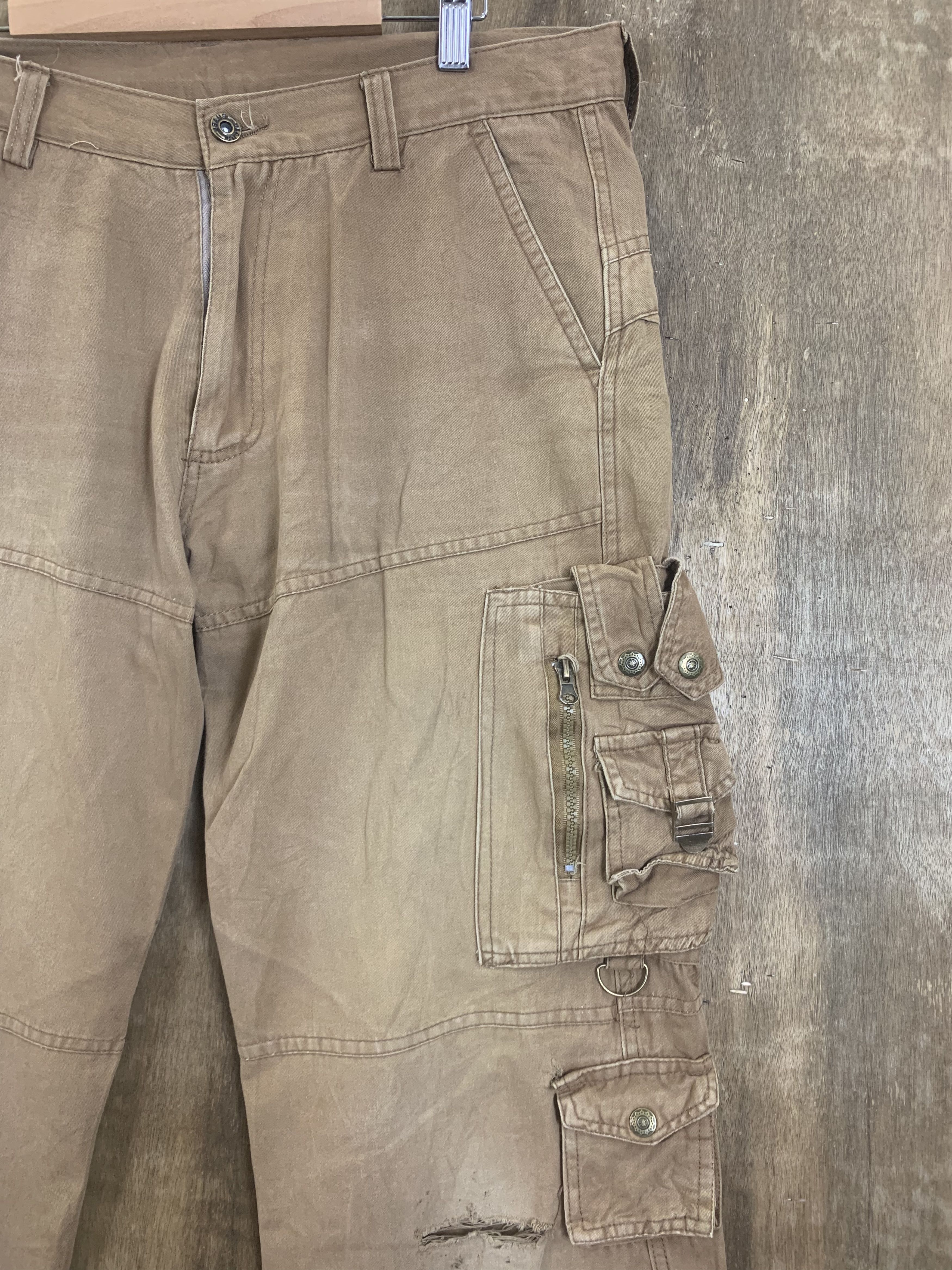 Japanese Brand Cargo Pants Multipocket Brown Travis Scott Style Size US 33 - 4 Thumbnail