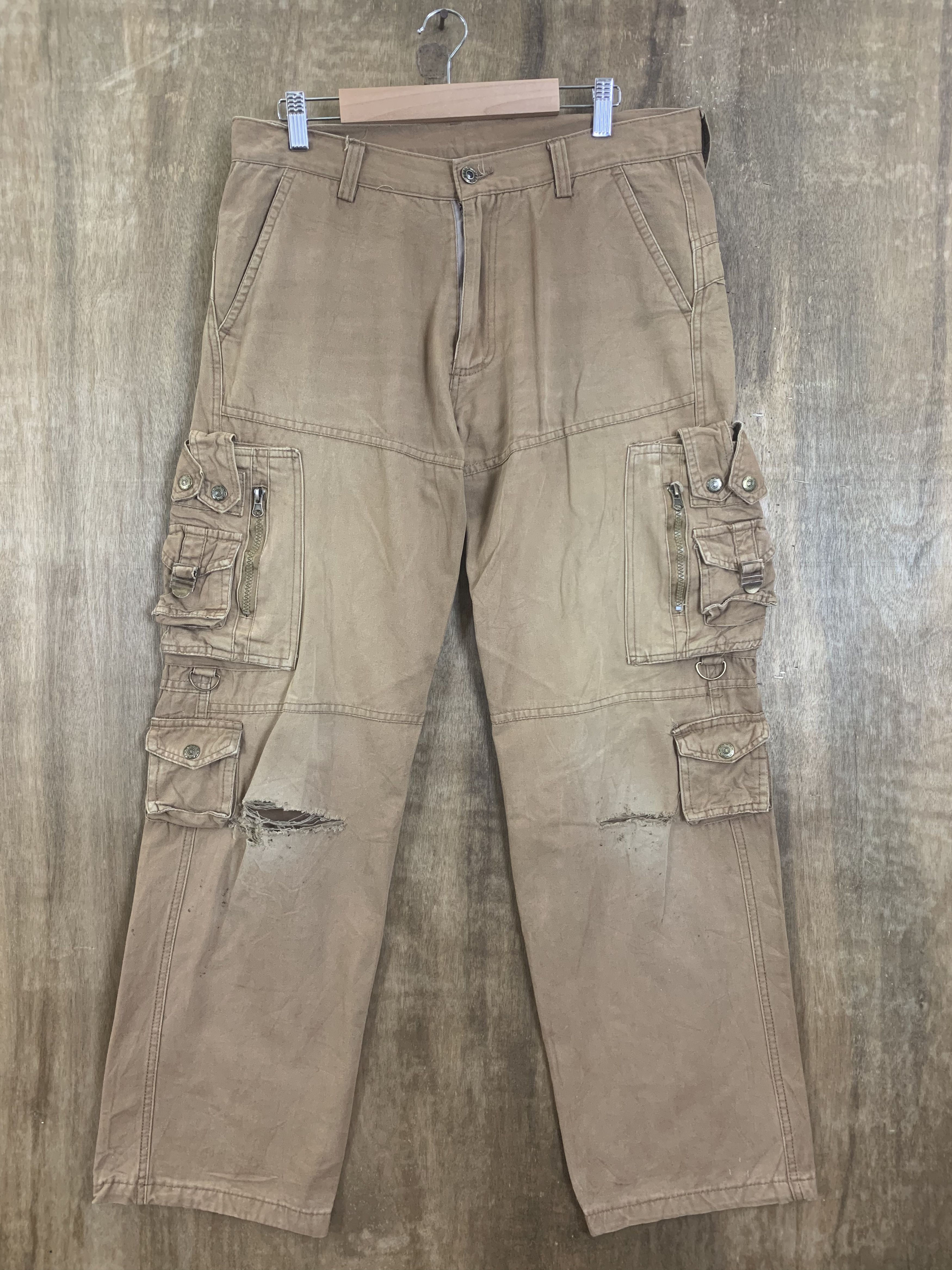 image of Seditionaries Cargo Pants Multipocket Brown Travis Scott Style, Men's (Size 33)