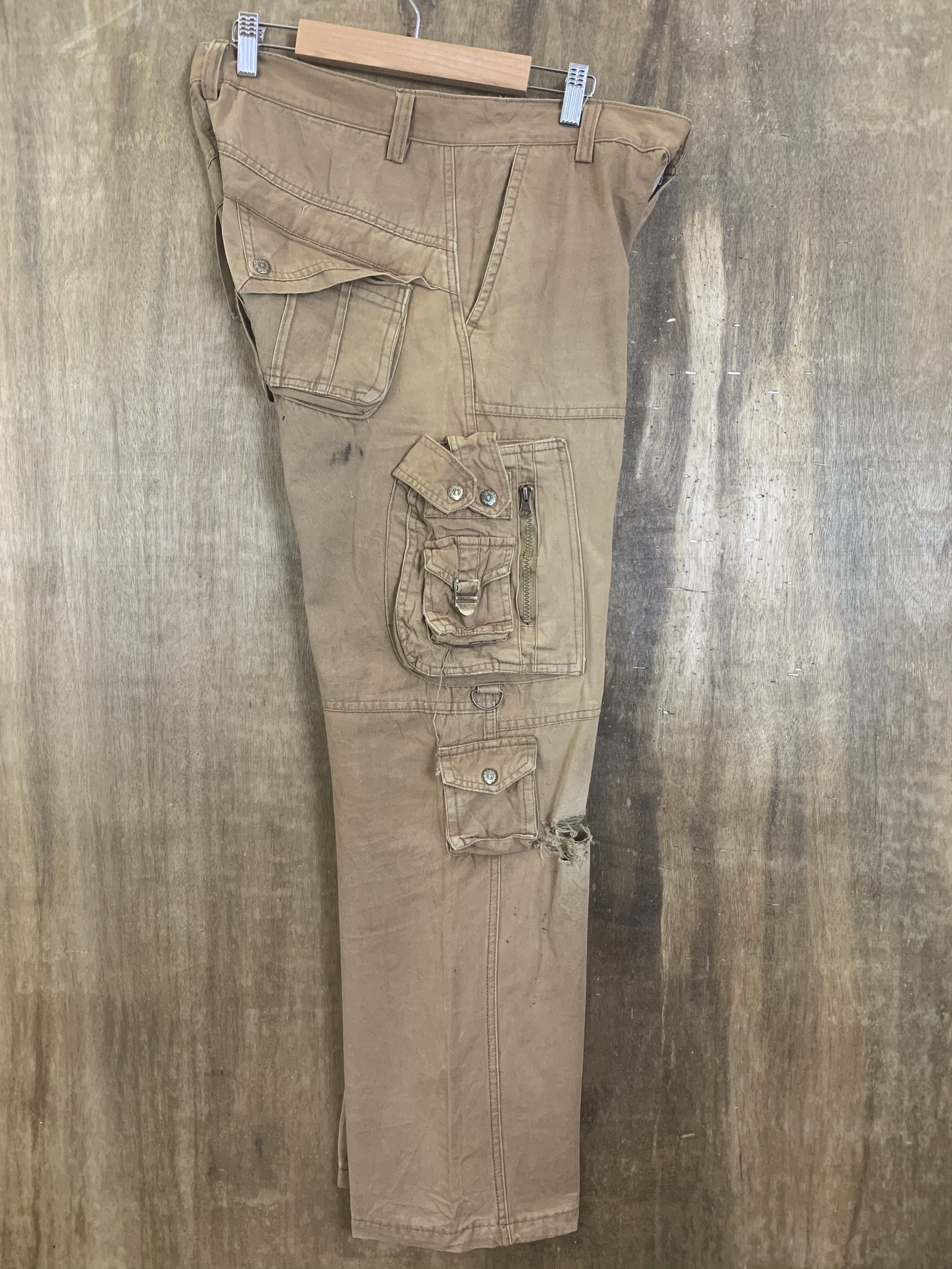 Japanese Brand Cargo Pants Multipocket Brown Travis Scott Style Size US 33 - 15 Thumbnail