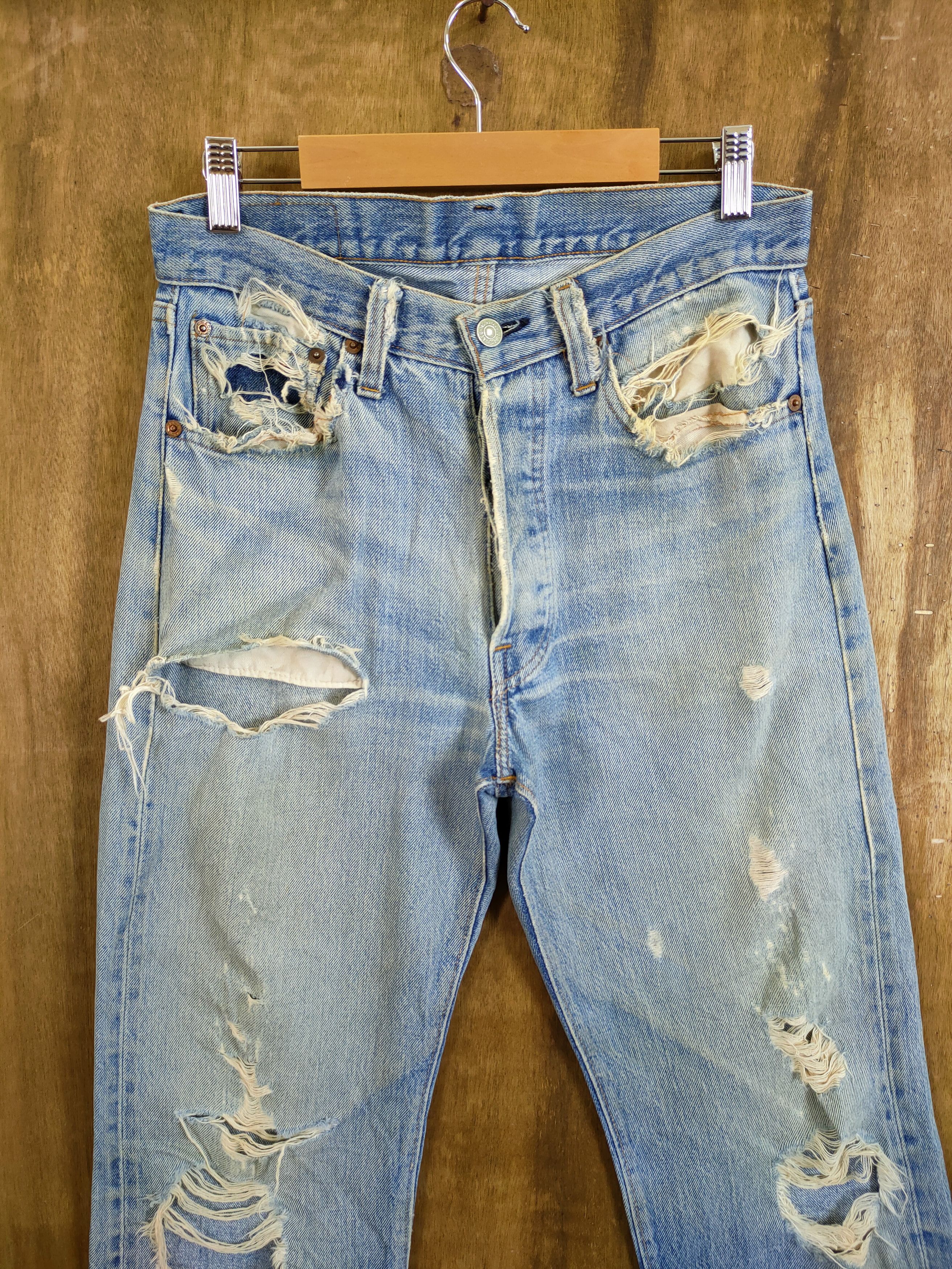 Levi's DL 80' 501 levis vintage single digit ripped denim #46-828 Size US 30 / EU 46 - 4 Thumbnail