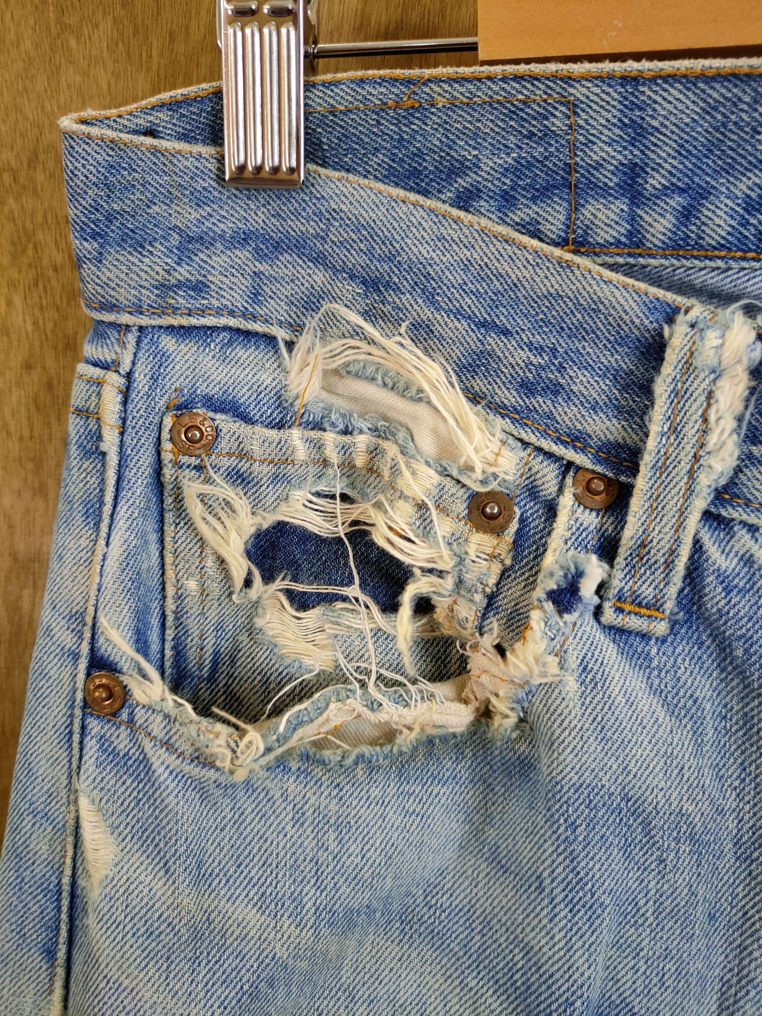 Levi's DL 80' 501 levis vintage single digit ripped denim #46-828 Size US 30 / EU 46 - 5 Thumbnail