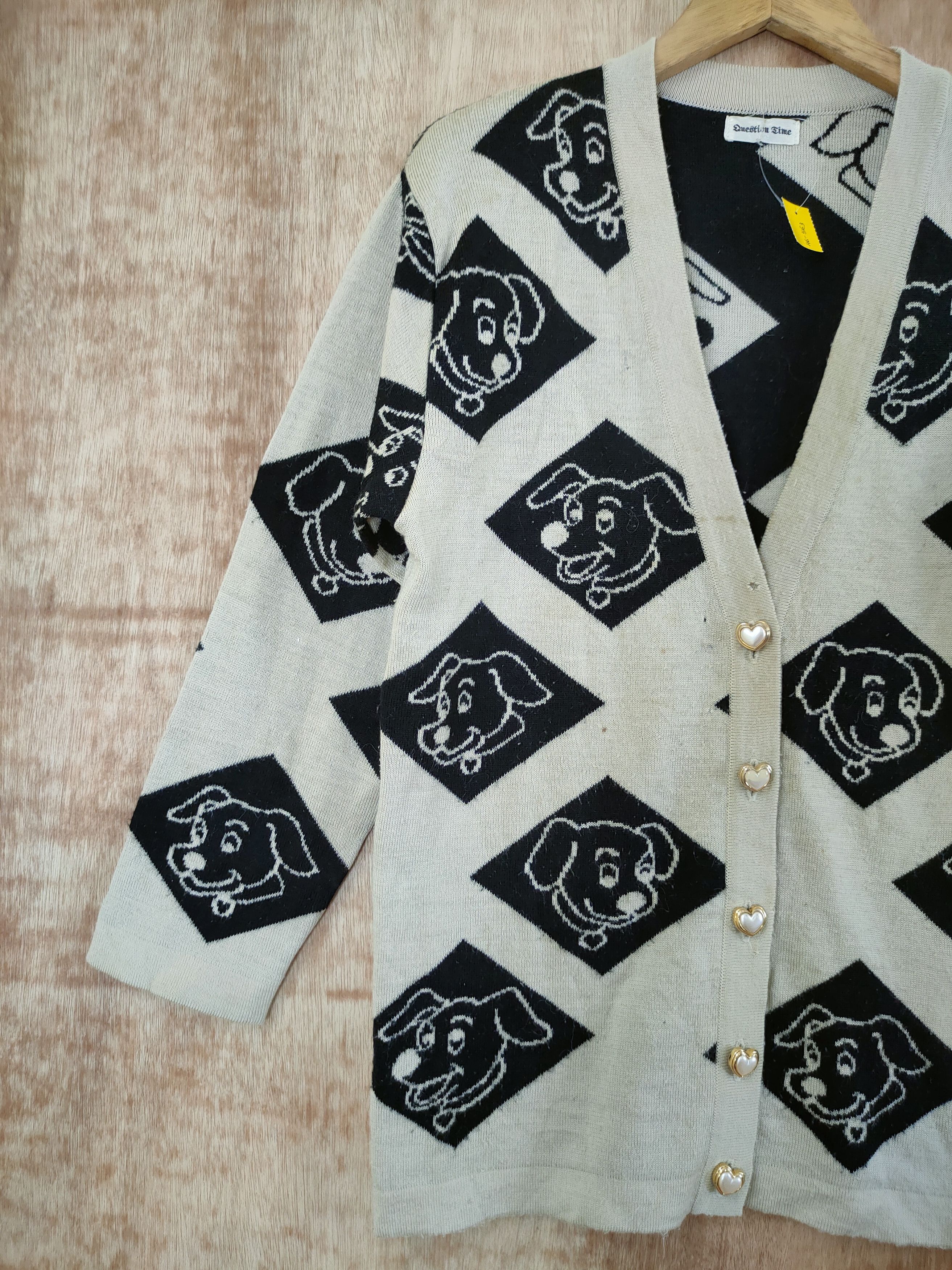 Vintage DL Dog cardigan distressed vintage knitwear #46-563 Size US M / EU 48-50 / 2 - 2 Thumbnail