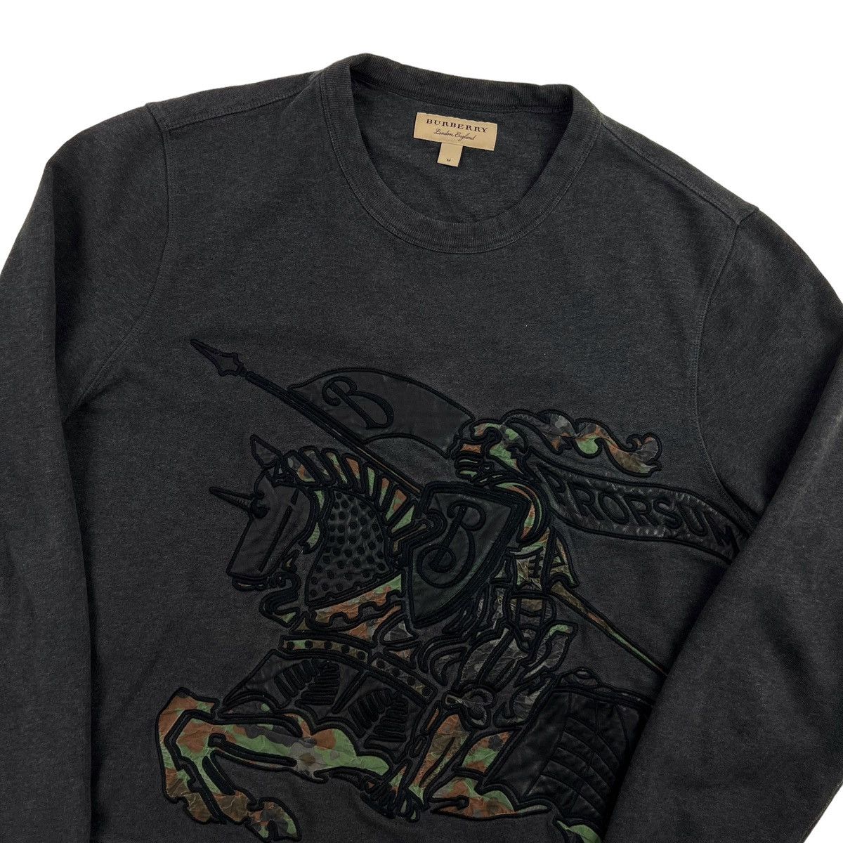 image of Burberry Equestrian Knight Appliqué Sweatshirt in Grey, Men's (Size Medium)