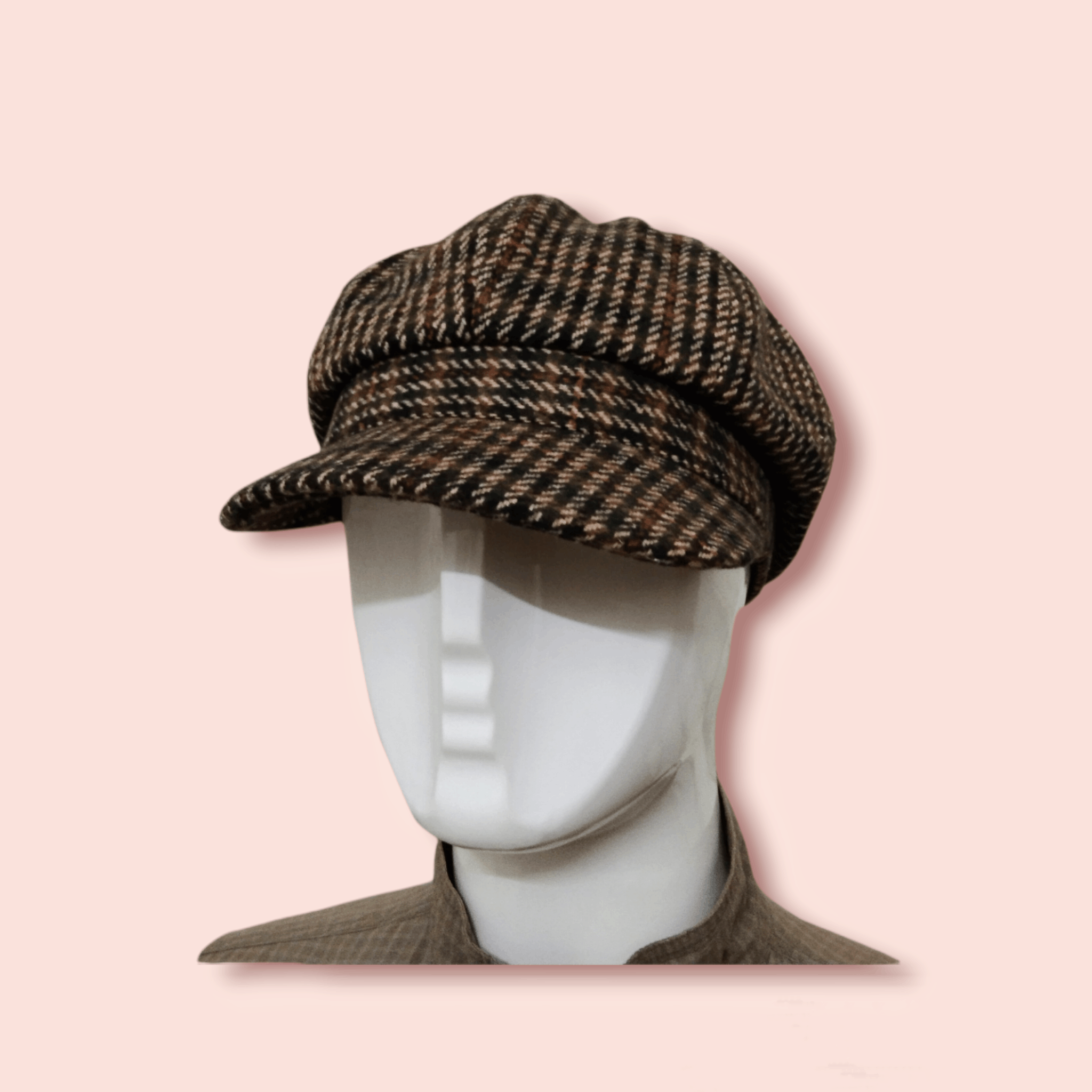 image of Vintage Cassita Newsboy Hat in Brown Plaid, Men's