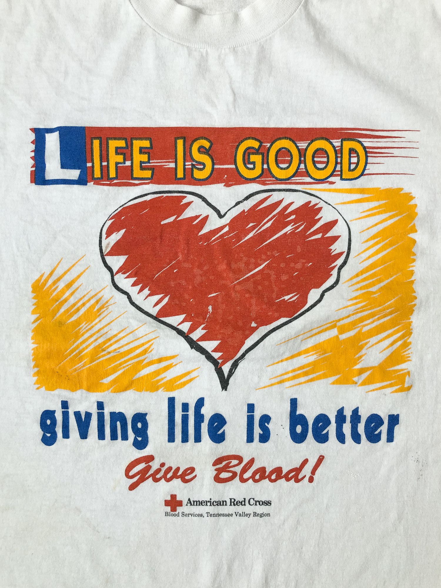 Fruit Of The Loom × Vintage 90s 'Life is Good, Giving Life is Better' Give Blood T-Shirt Size US XL / EU 56 / 4 - 3 Thumbnail