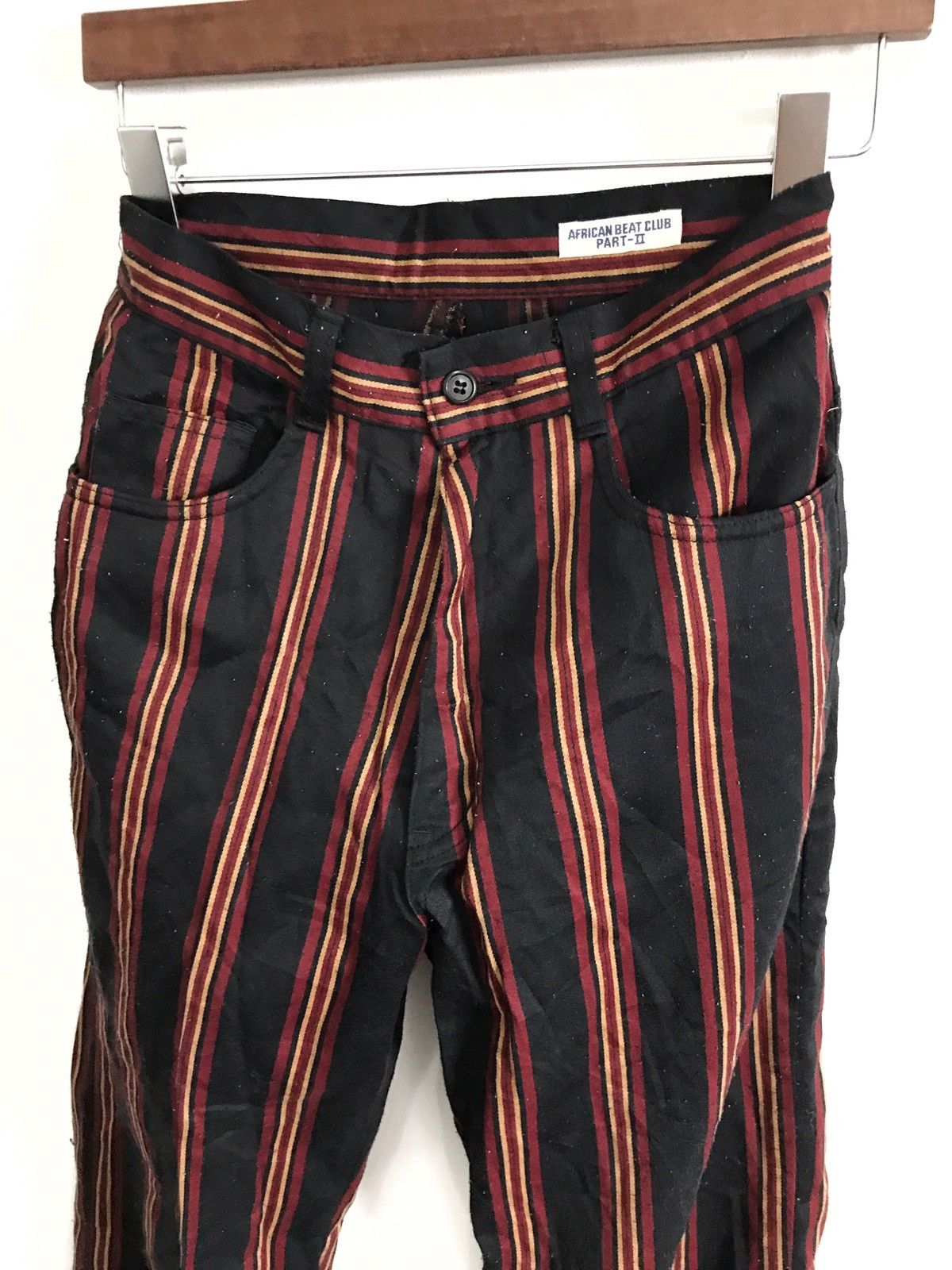 Japanese Brand × Vintage Made In Japan African Beat Club Part 11 Stripes Pants Size US 26 / EU 42 - 2 Thumbnail