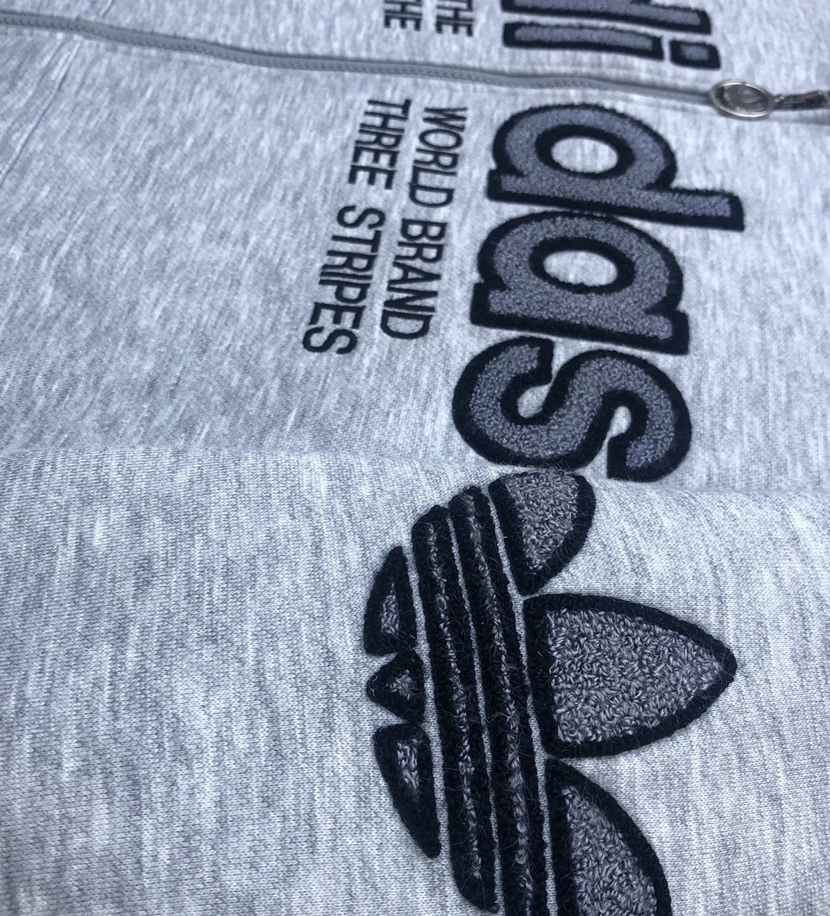 Adidas Vtg 90s Adidas Trefoil Big Logo Fleece Hoodie Sweatshirt Size US L / EU 52-54 / 3 - 12 Thumbnail