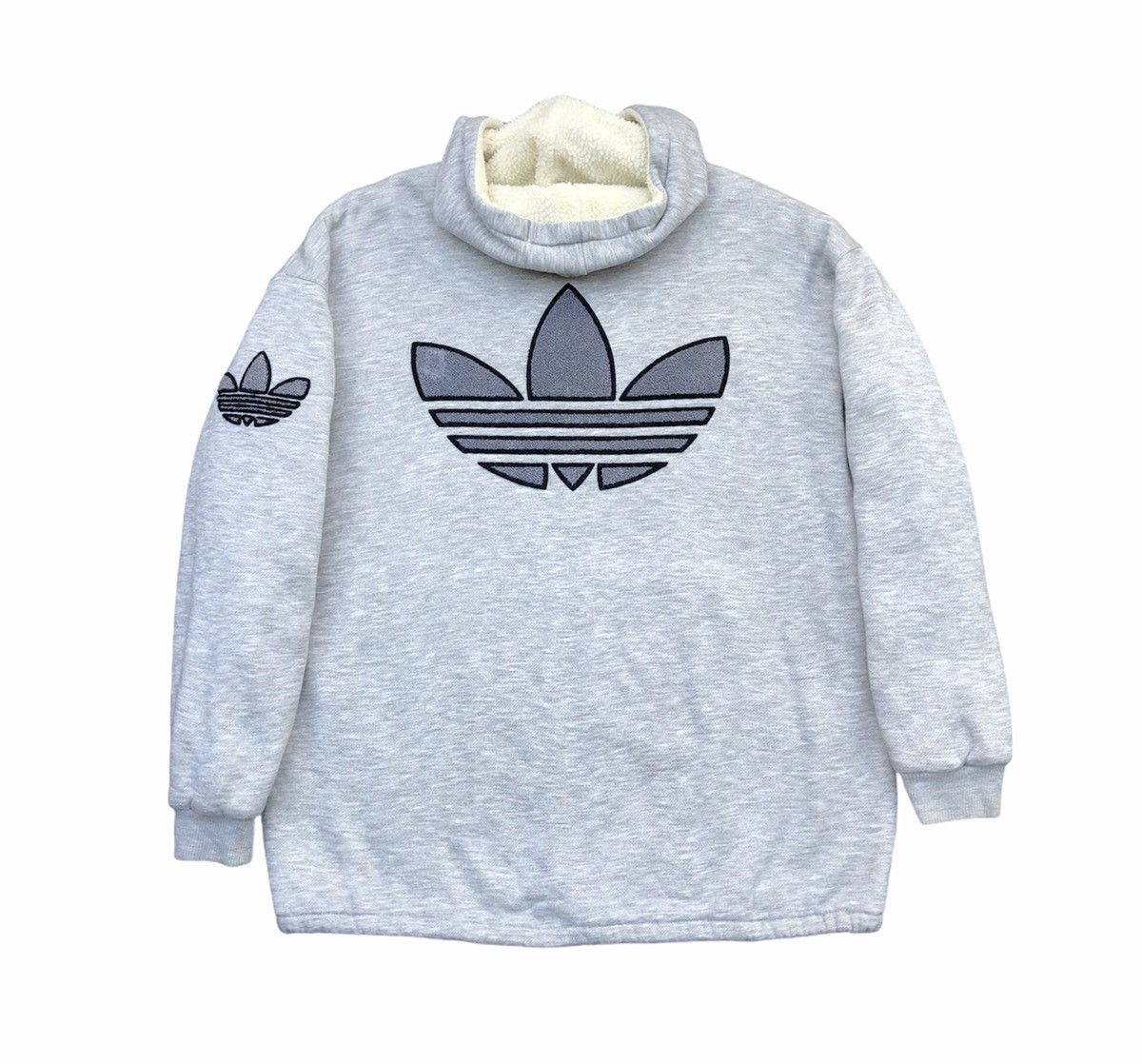 Adidas Vtg 90s Adidas Trefoil Big Logo Fleece Hoodie Sweatshirt Size US L / EU 52-54 / 3 - 3 Thumbnail