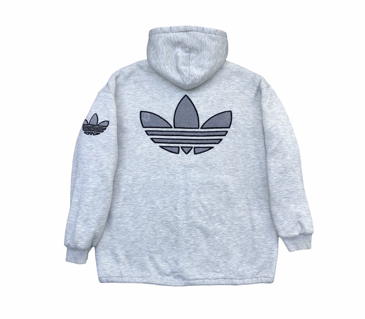 Adidas Vtg 90s Adidas Trefoil Big Logo Fleece Hoodie Sweatshirt Size US L / EU 52-54 / 3 - 20 Thumbnail