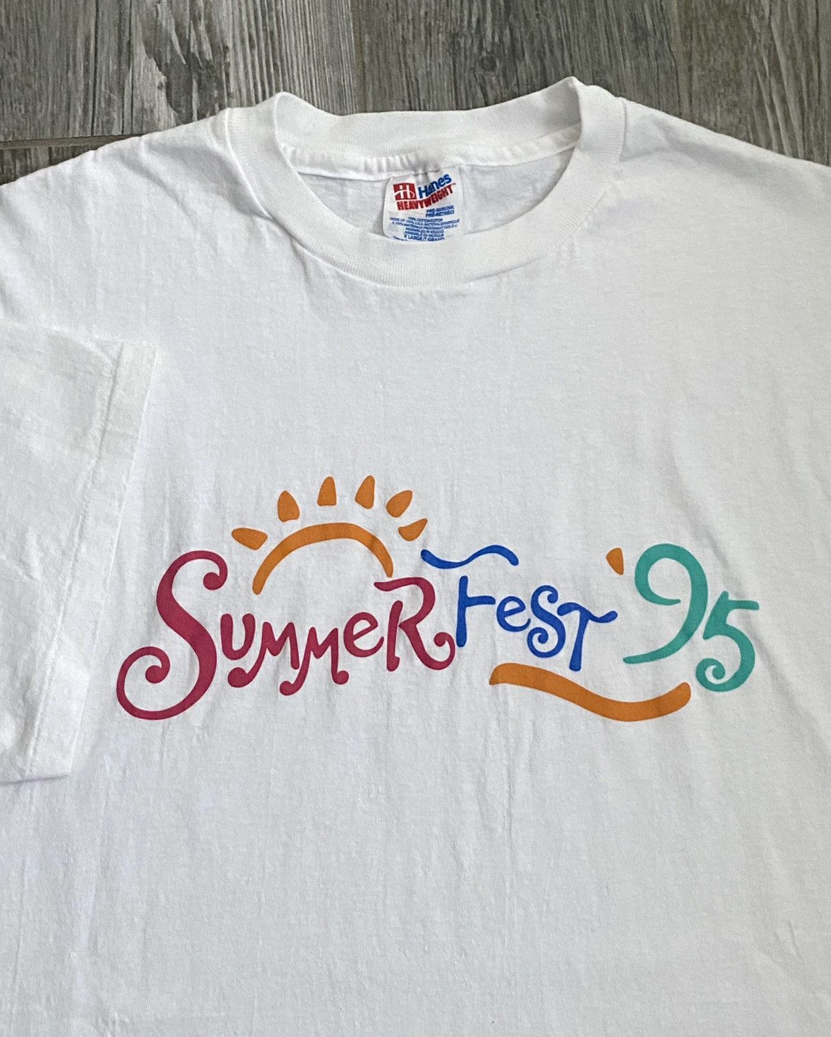 Band Tees × Vintage 1995 Single Stitch Summer Fest Vintage White Band Tour Tee Size US XL / EU 56 / 4 - 1 Thumbnail