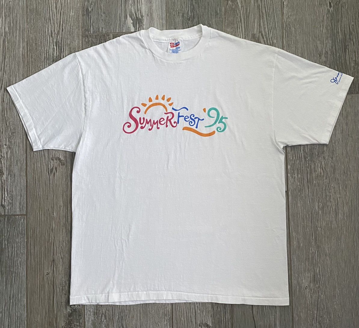 Band Tees × Vintage 1995 Single Stitch Summer Fest Vintage White Band Tour Tee Size US XL / EU 56 / 4 - 2 Thumbnail