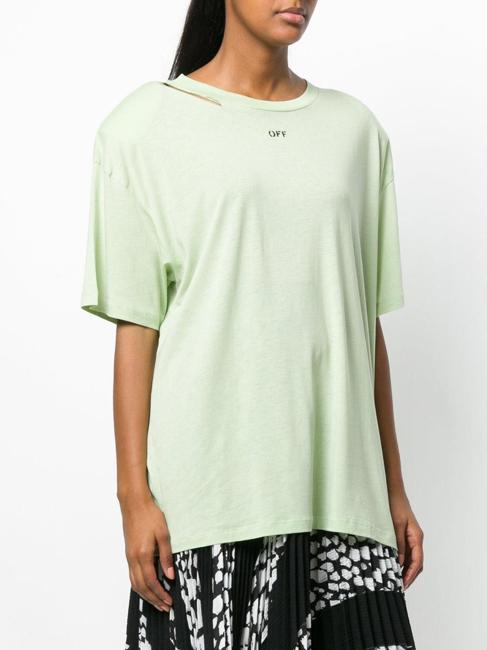 Off-White Green Woman Floral Shoulder Pad T-Shirt Size US S / EU 44-46 / 1 - 4 Thumbnail