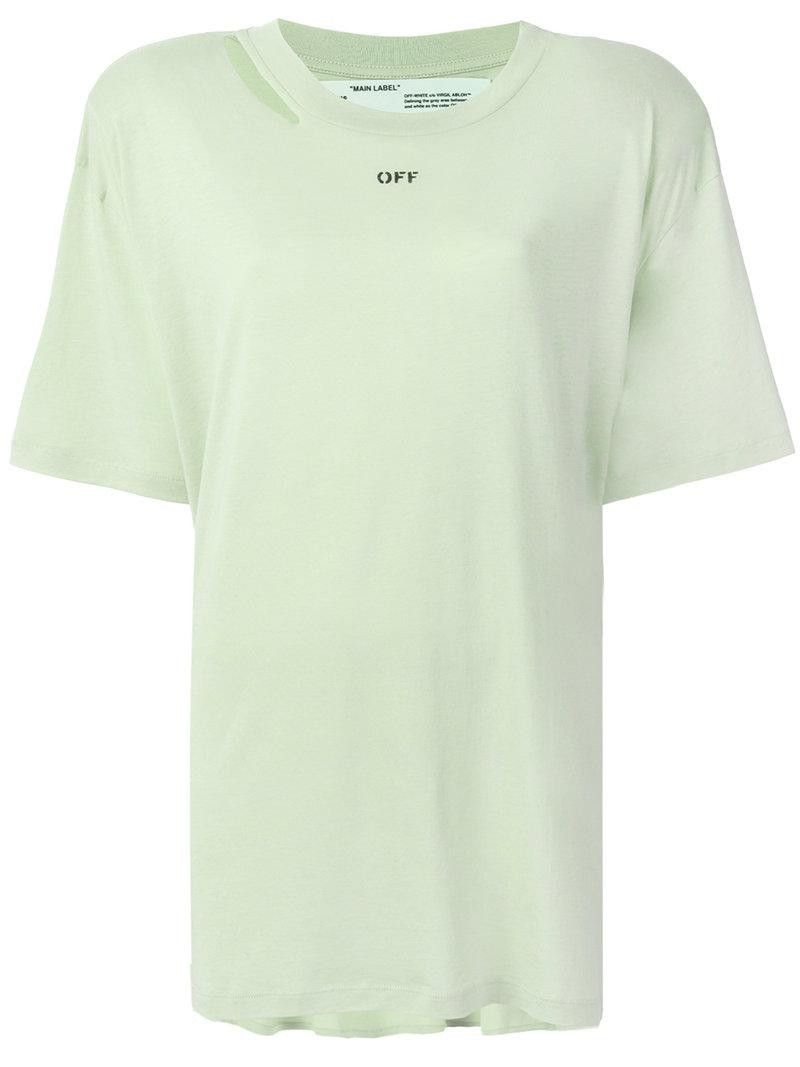 Off-White Green Woman Floral Shoulder Pad T-Shirt Size US S / EU 44-46 / 1 - 2 Thumbnail