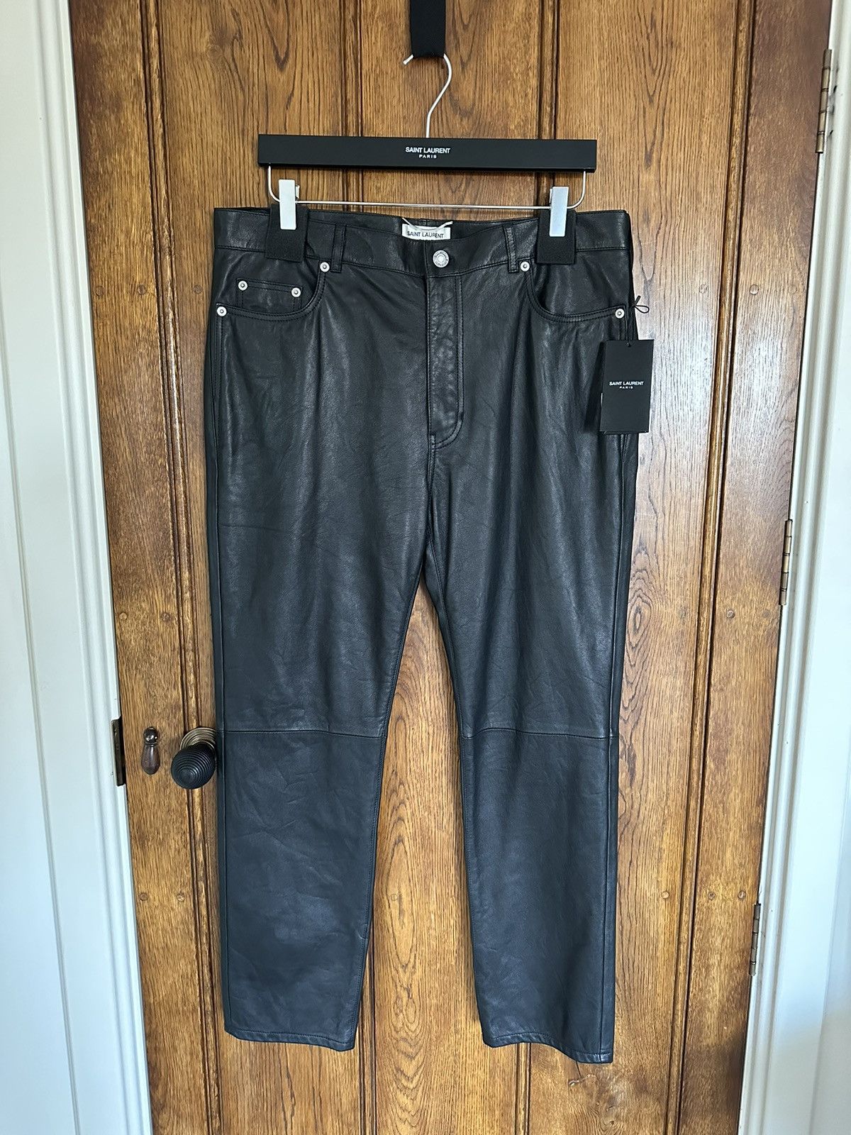 Saint Laurent Paris $3290 SS20 Saint Laurent leather pants jeans 50 BNWT Grail Size US 34 / EU 50 - 1 Thumbnail