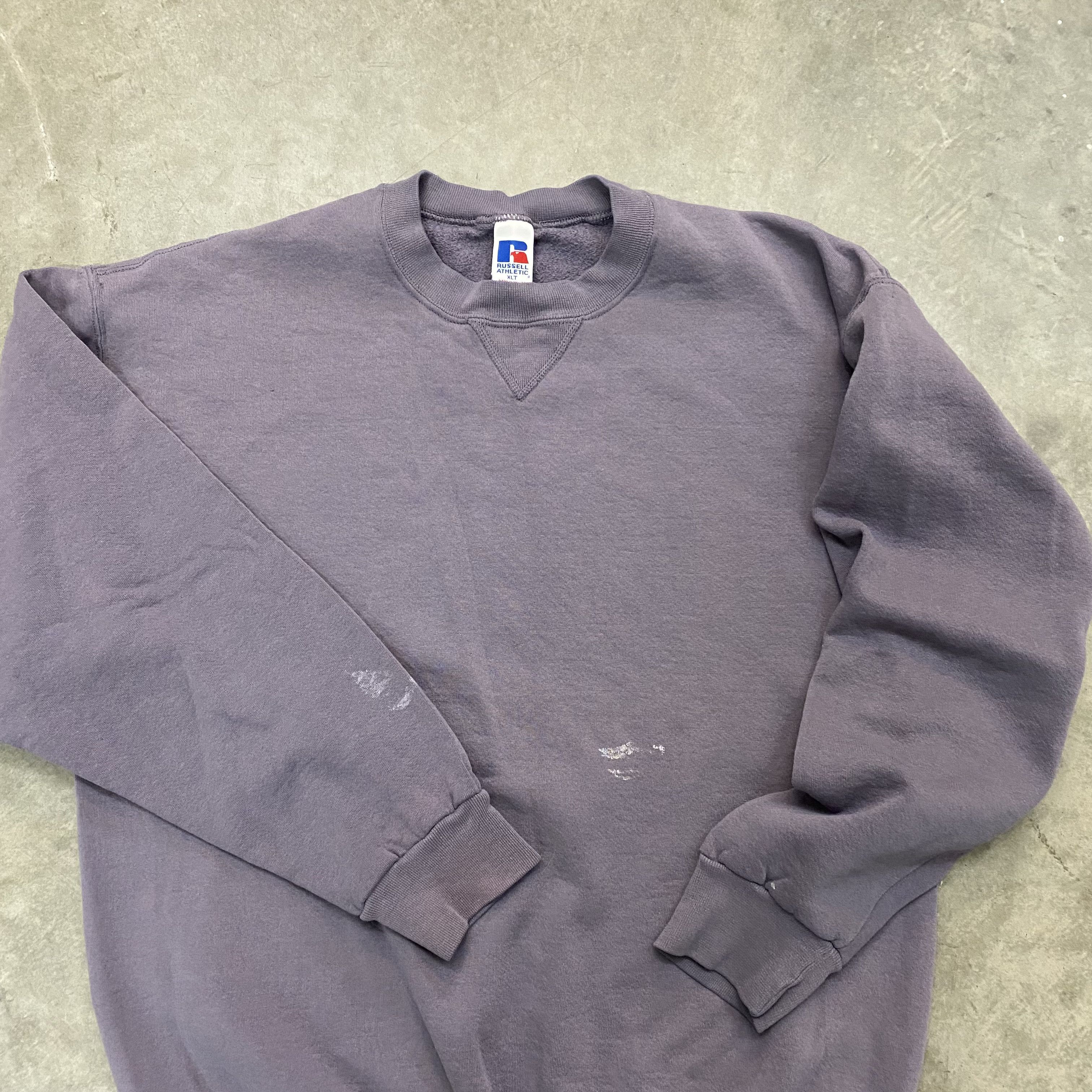 Russell Athletic × Vintage VTG 90s Faded Lilac Russell Athletic Blank Sweatshirt Size US XL / EU 56 / 4 - 3 Thumbnail