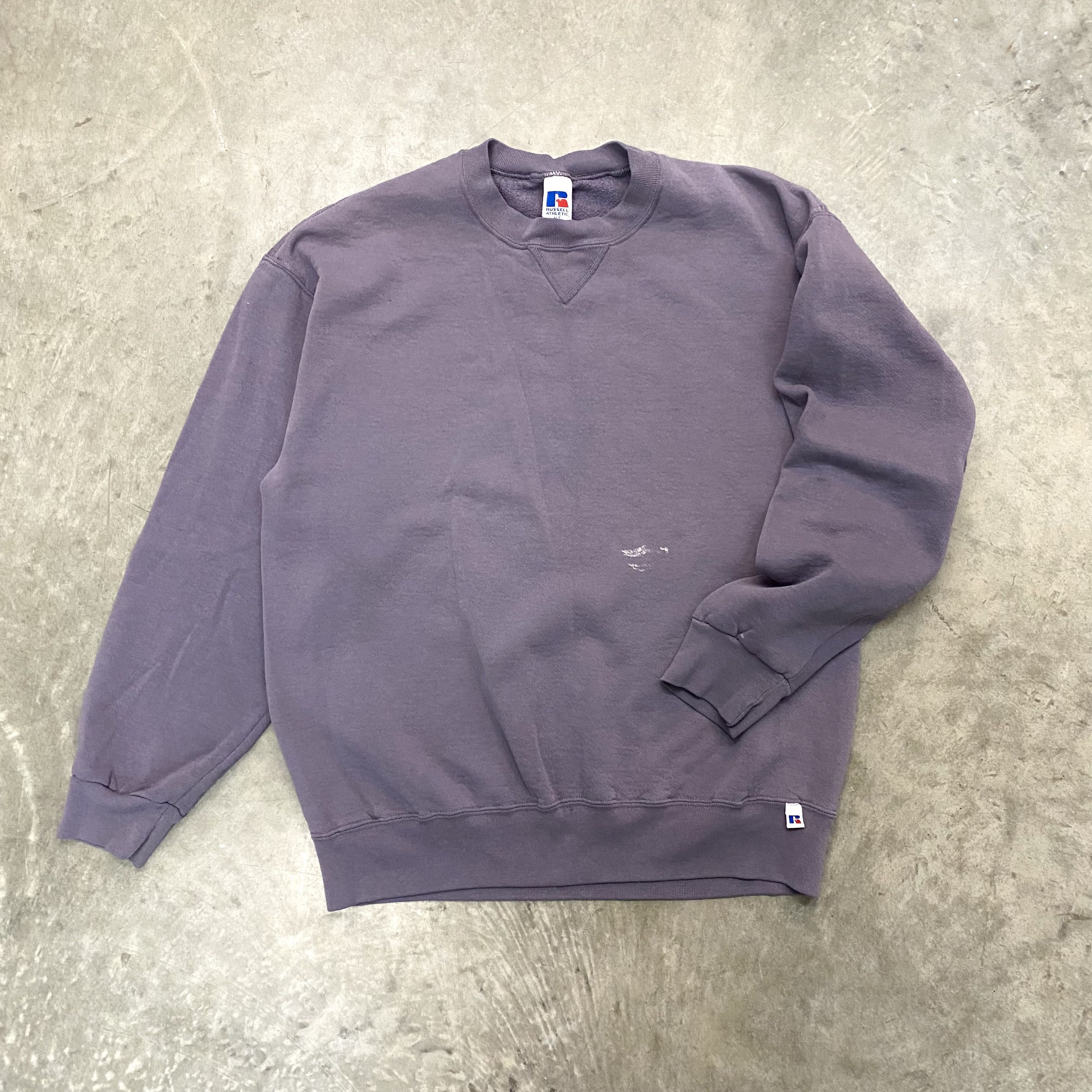 Russell Athletic × Vintage VTG 90s Faded Lilac Russell Athletic Blank Sweatshirt Size US XL / EU 56 / 4 - 1 Thumbnail