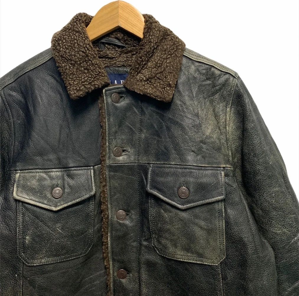 Gap × Vintage RARE ‼️ GAP Vintage Distressed Patina Leather Jacket Size US M / EU 48-50 / 2 - 2 Thumbnail