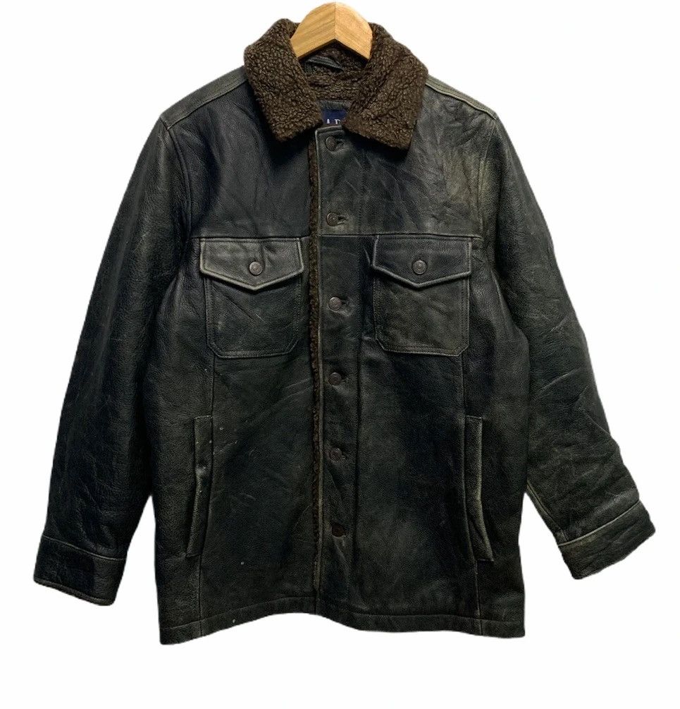 Gap × Vintage RARE ‼️ GAP Vintage Distressed Patina Leather Jacket Size US M / EU 48-50 / 2 - 1 Thumbnail