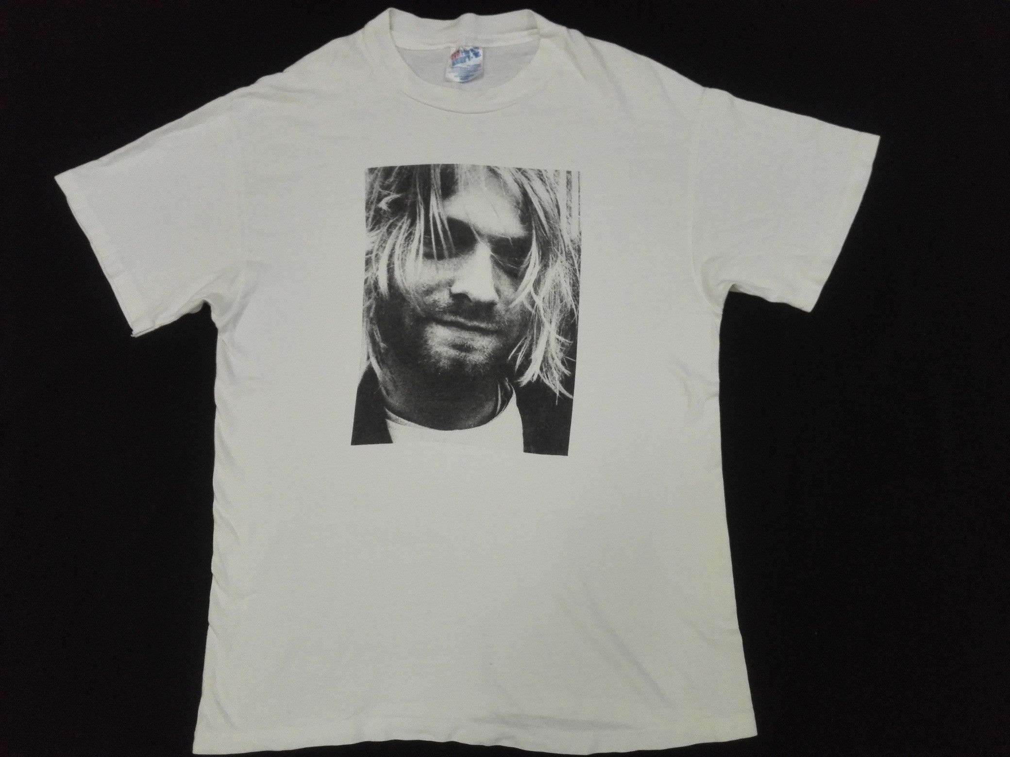 image of Band Tees x Kurt Cobain True Vintage 90's Kurt Cobain Nirvana Grunge Single Stitch in White (Size M