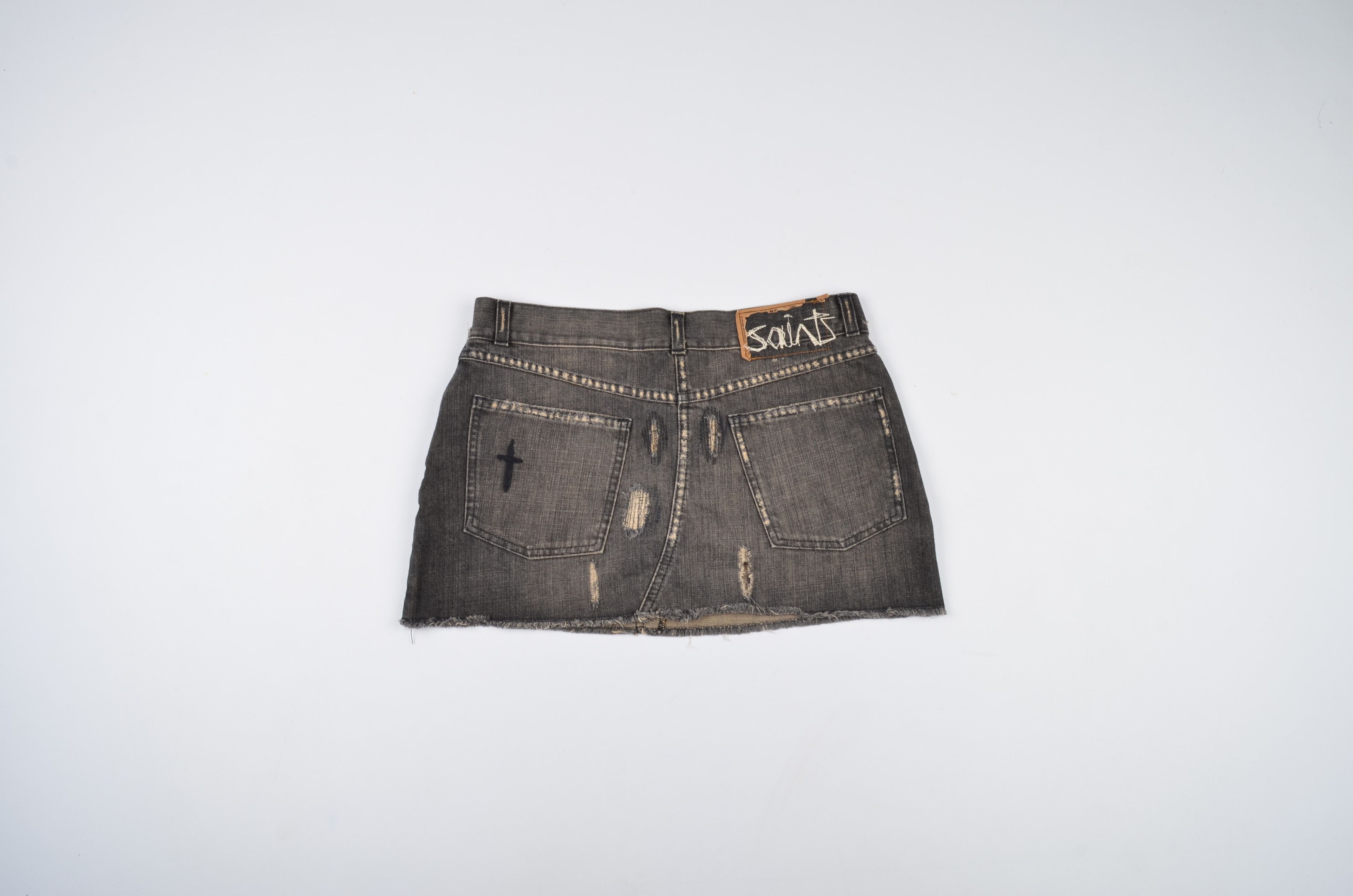 Allsaints Allsaints Mini Denim Grunge Distressed Skirt Size 26" / US 2 / IT 38 - 10 Thumbnail