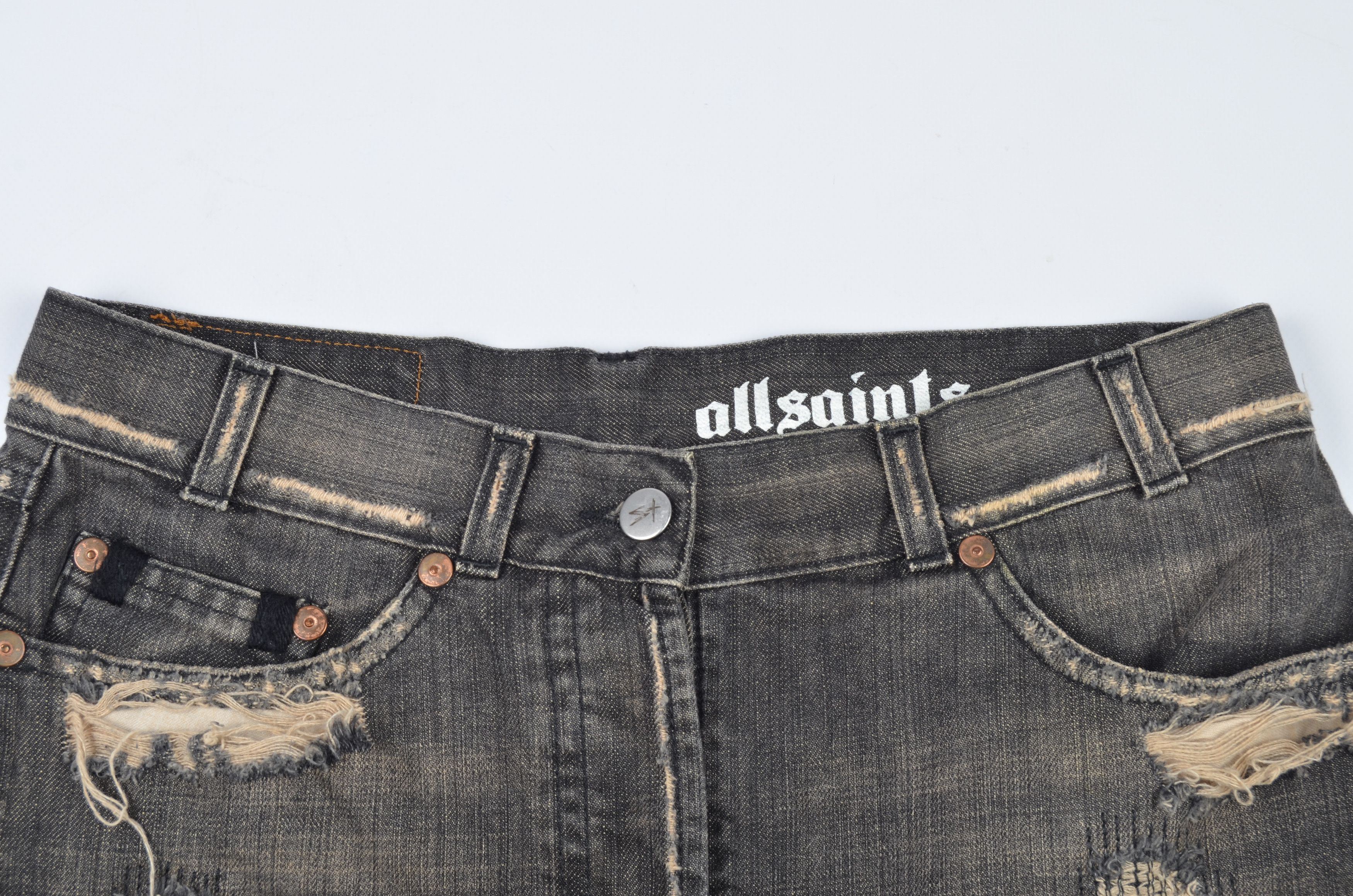 Allsaints Allsaints Mini Denim Grunge Distressed Skirt Size 26" / US 2 / IT 38 - 5 Thumbnail